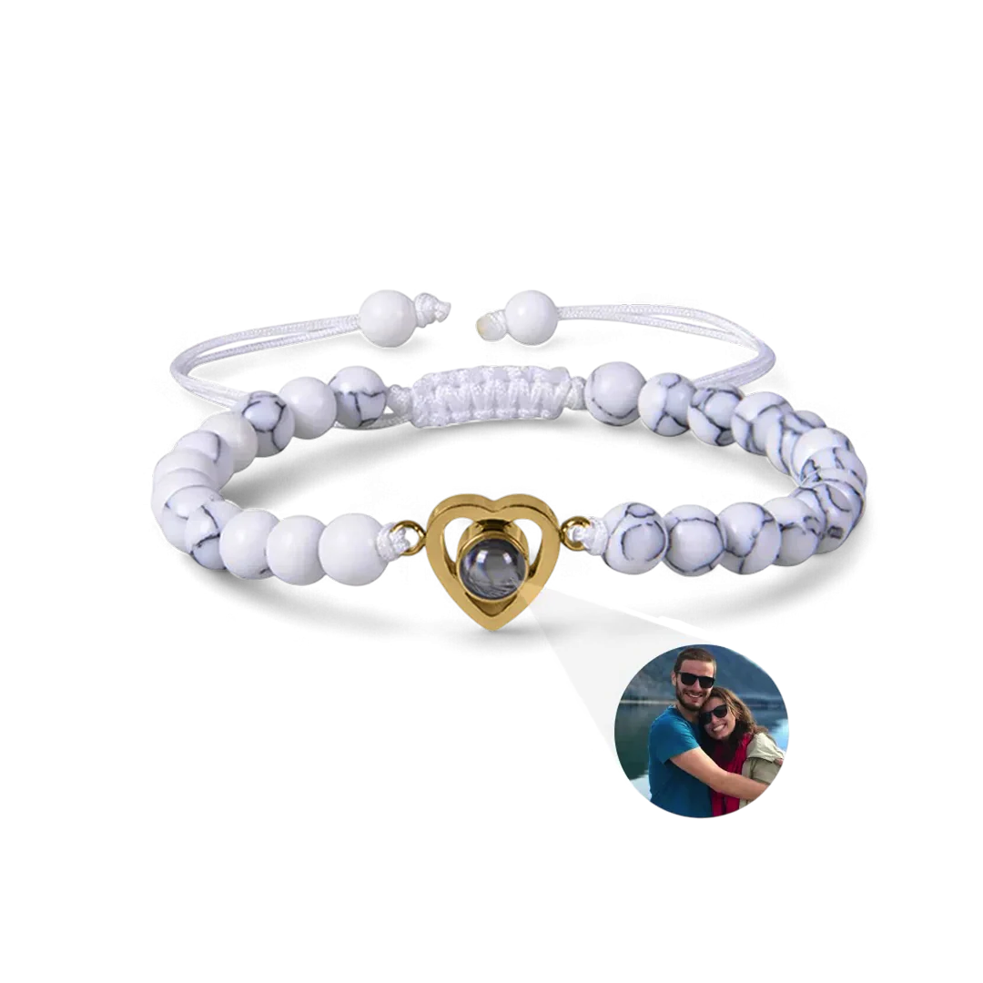 Beaded Heart Photo Bracelet