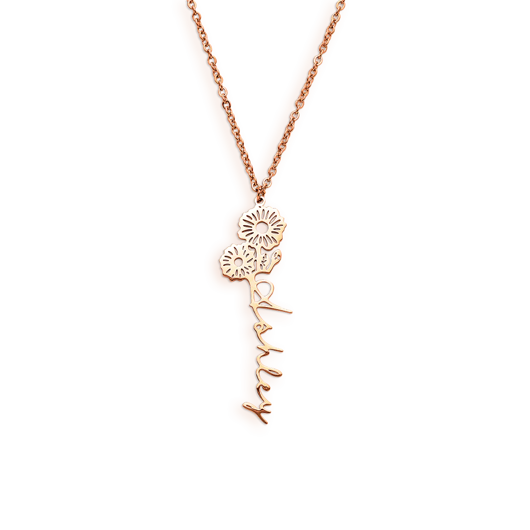 Birth Flower Name Necklace