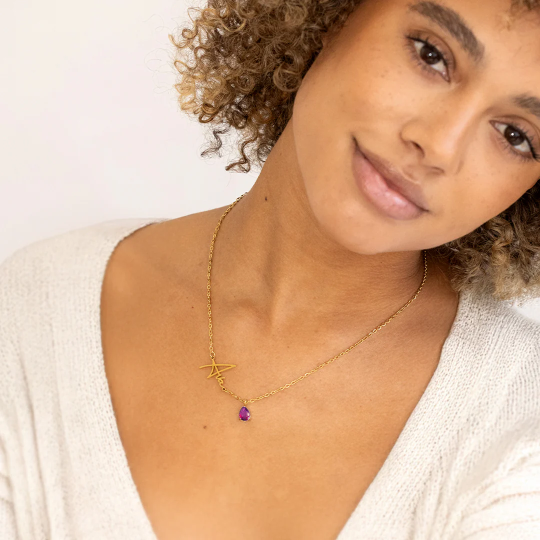 Handmade Birthstone Name Necklace