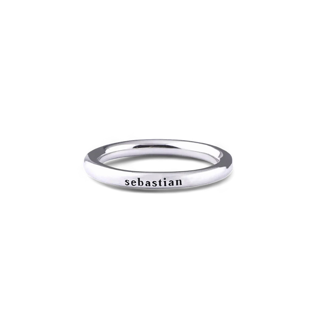 Sterling Silver Stamped Stackable Name Ring