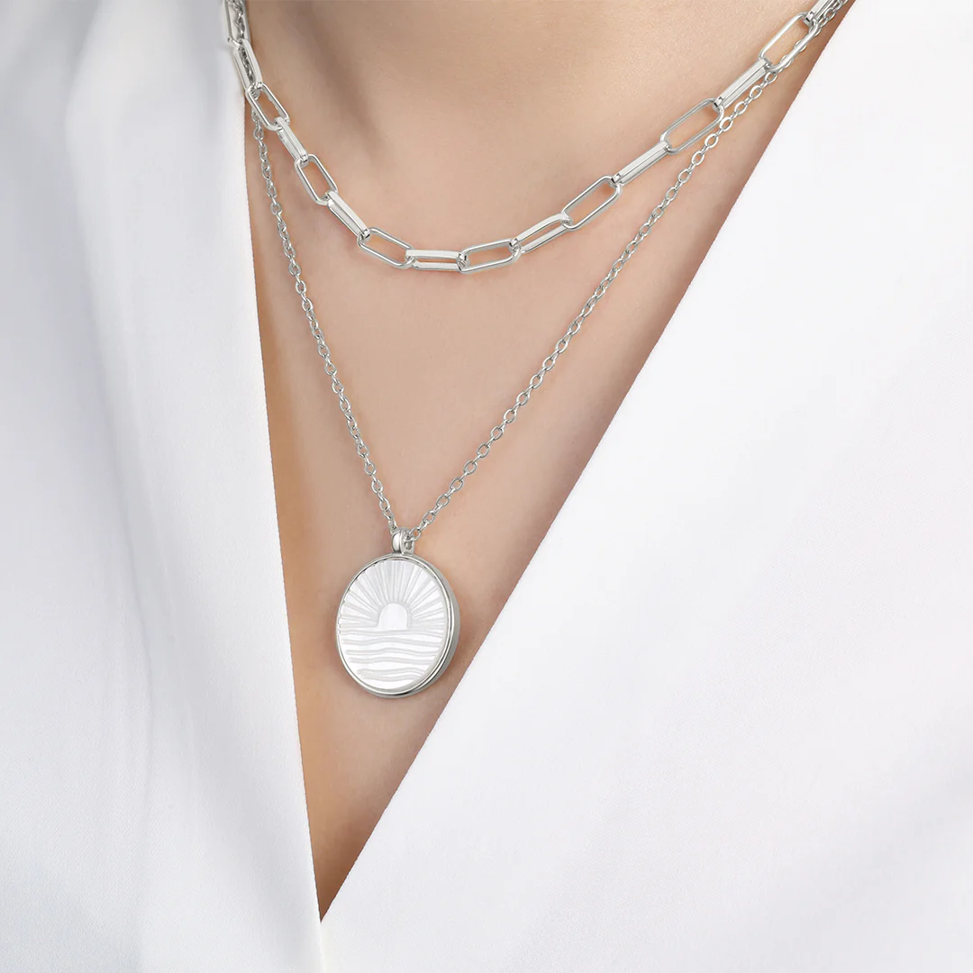 Mother of Pearl Sunrise Pendant Necklace