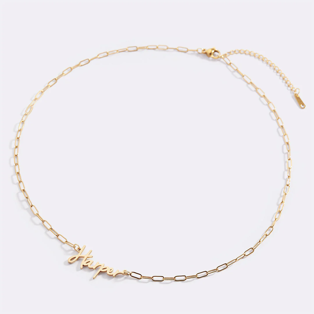 Fairy Name Necklace with Paperclip Chain