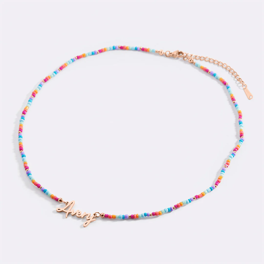 Beach Vibes Beaded Fairy Name Necklace