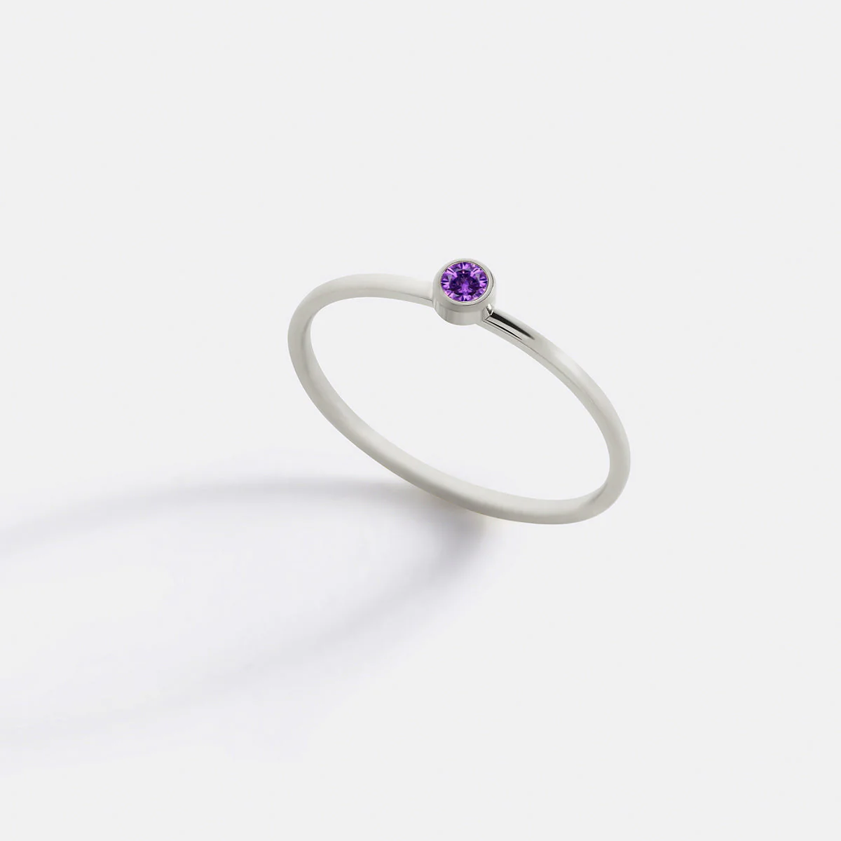 Minimalist Bezel-Set June Birthstone Stacking Band