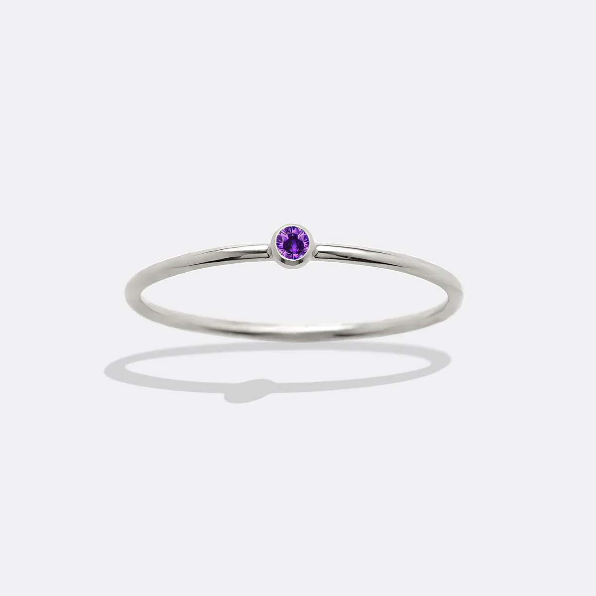 Minimalist Bezel-Set June Birthstone Stacking Band