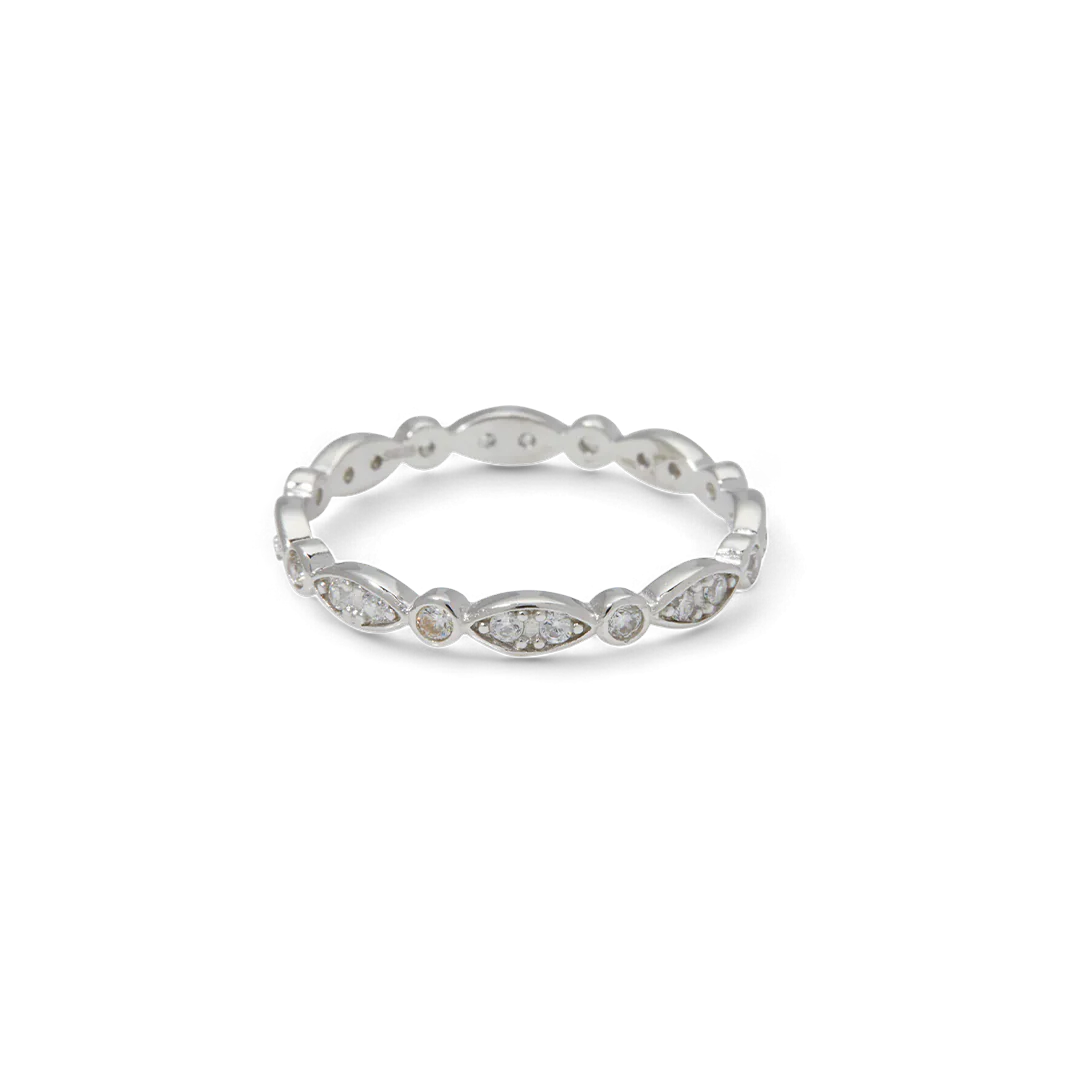 Sterling Silver Marquis and Dot Band