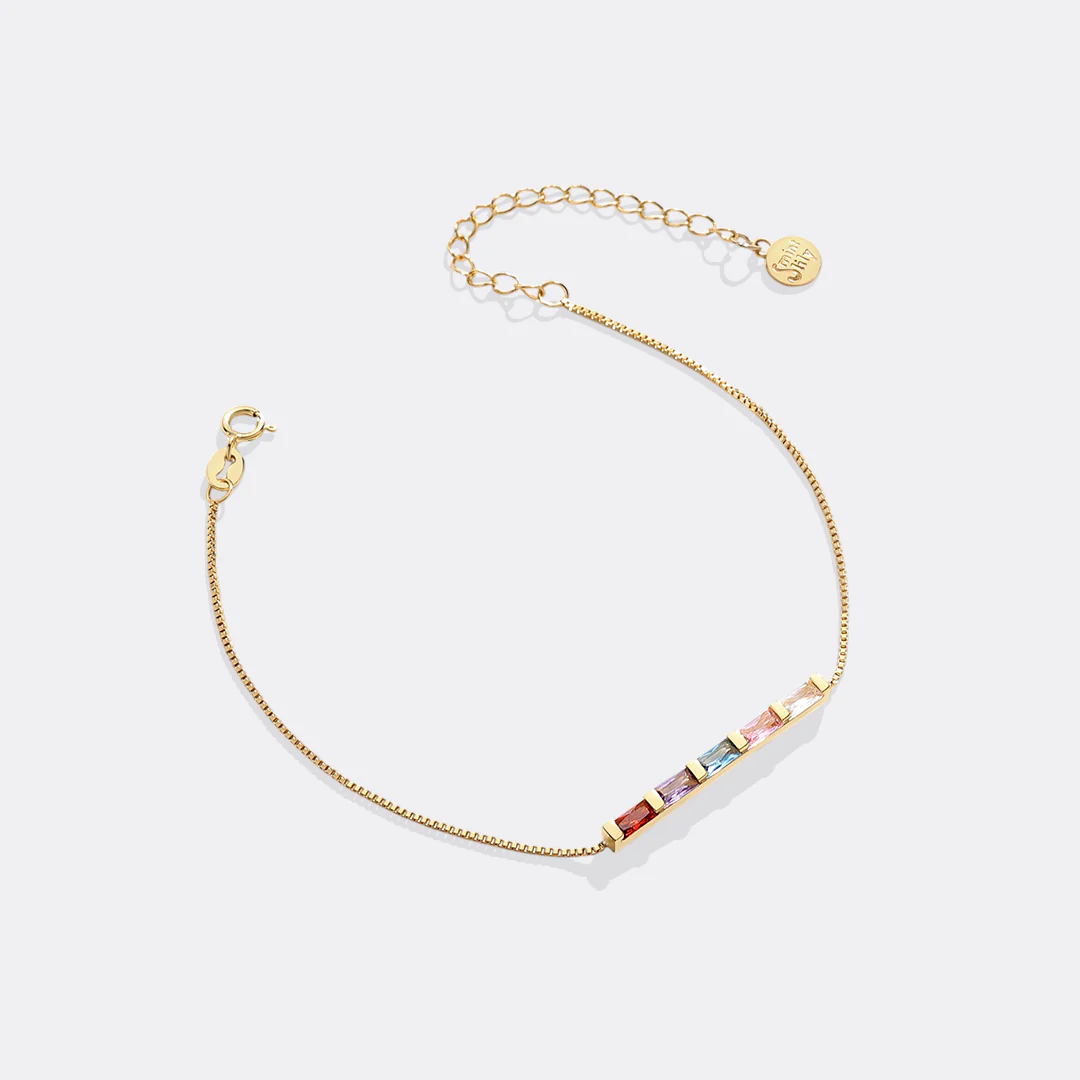 Dainty Baguette Birthstone Bracelet