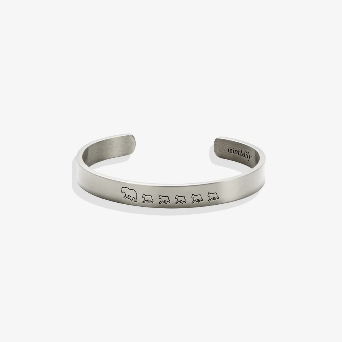 Mama Bear & Her Baby Bears Engraved Cuff Bracelet
