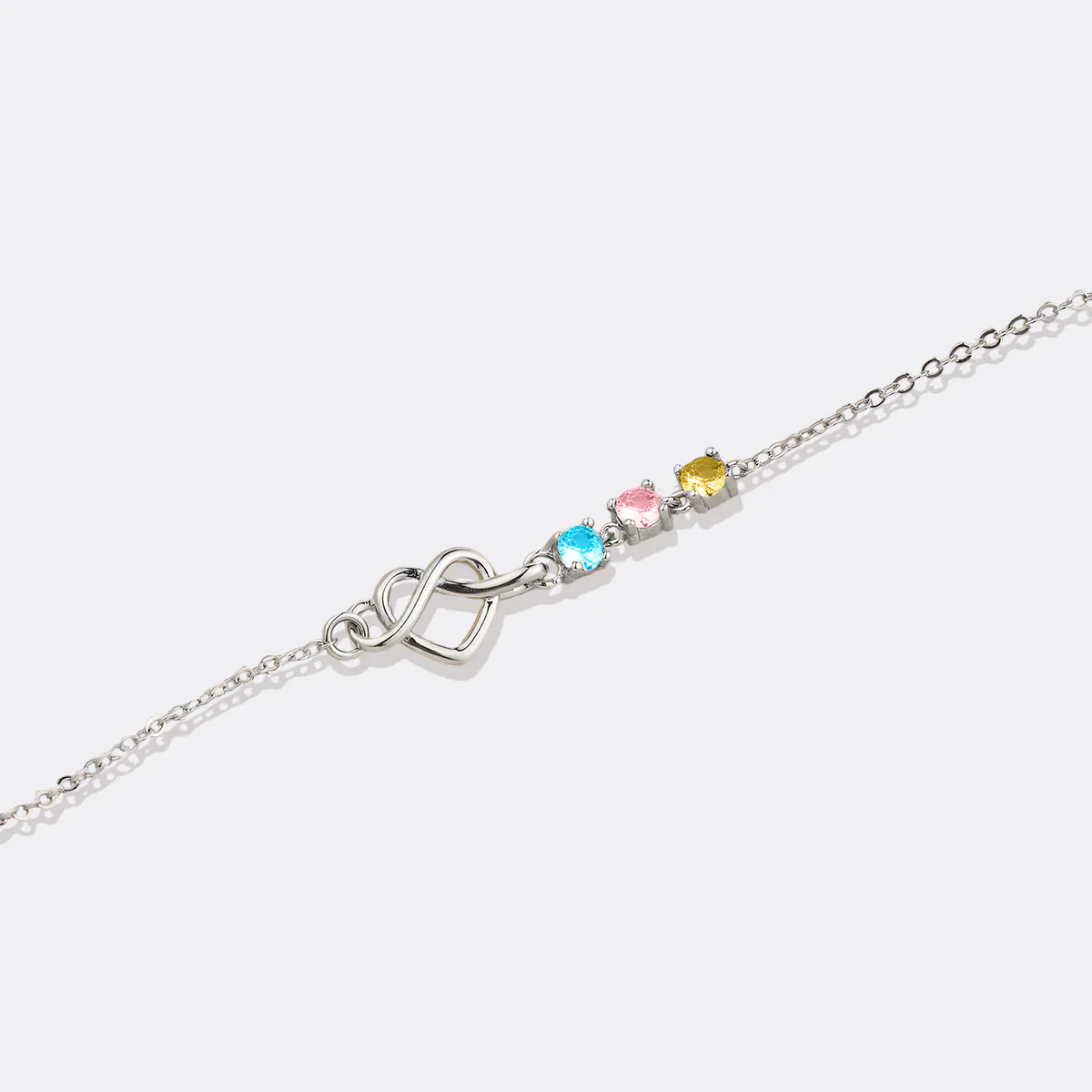 Personalized Birthstones Heart Knot Bracelet