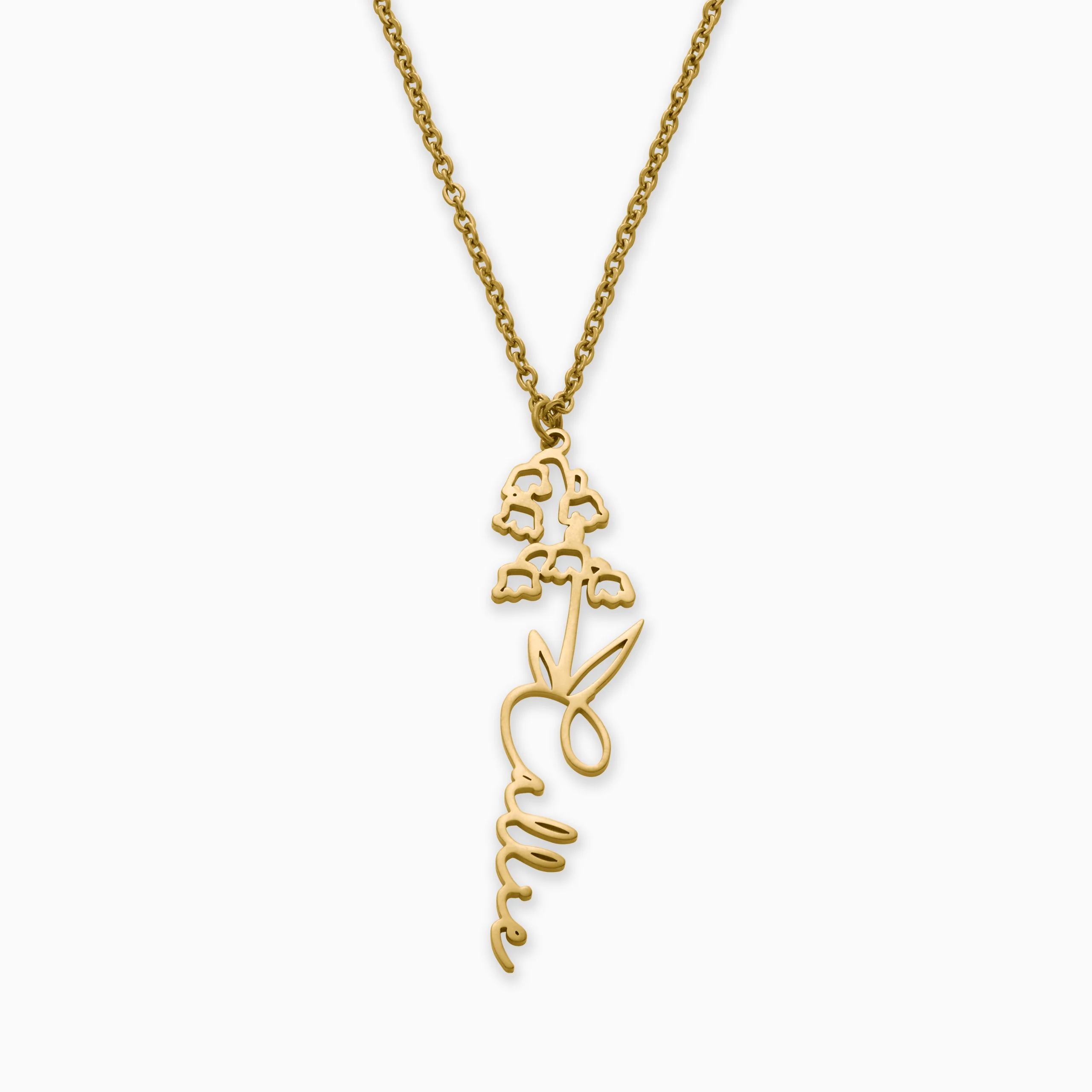 Birth Flower Name Necklace