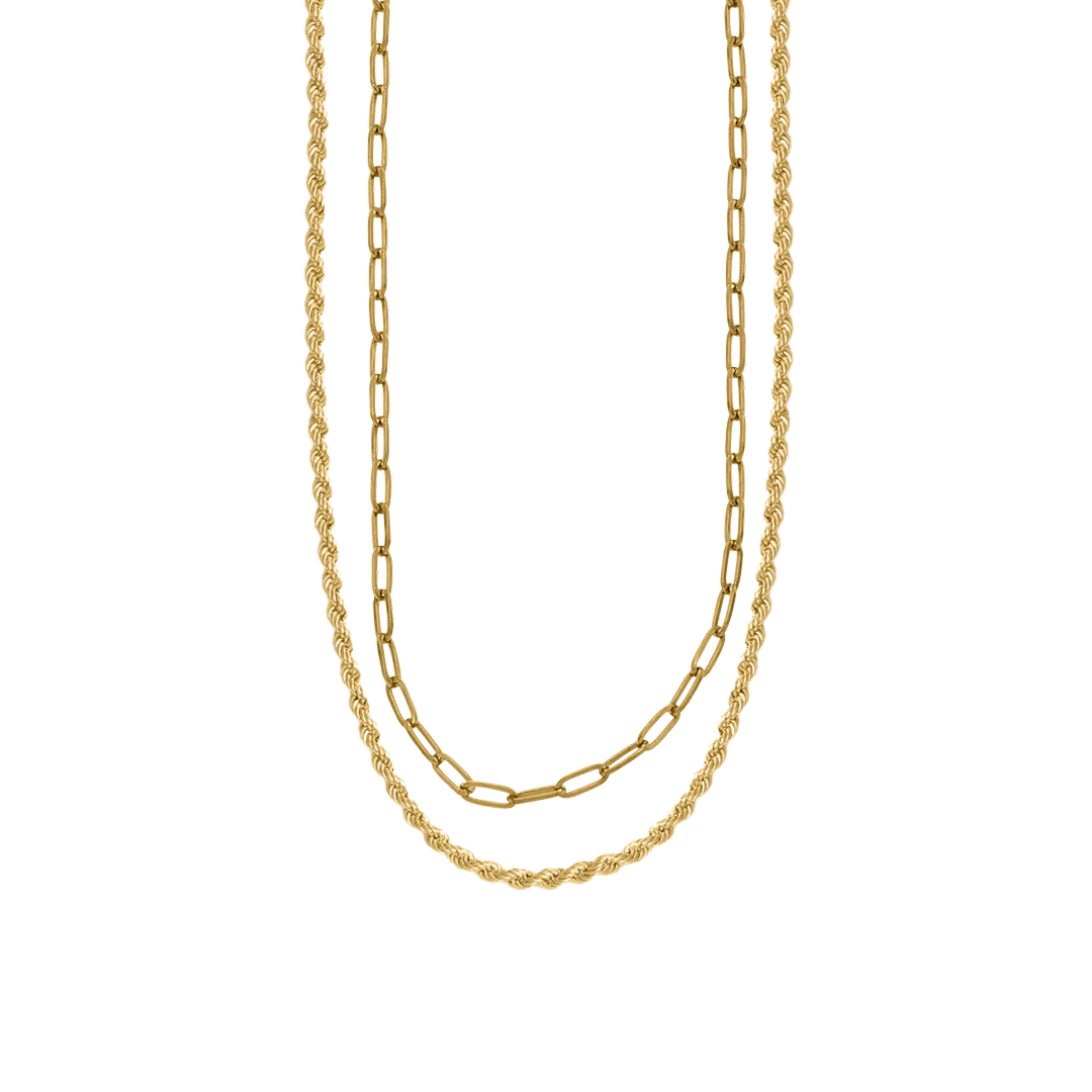 Rope & Paperclip Chain Necklace Duo