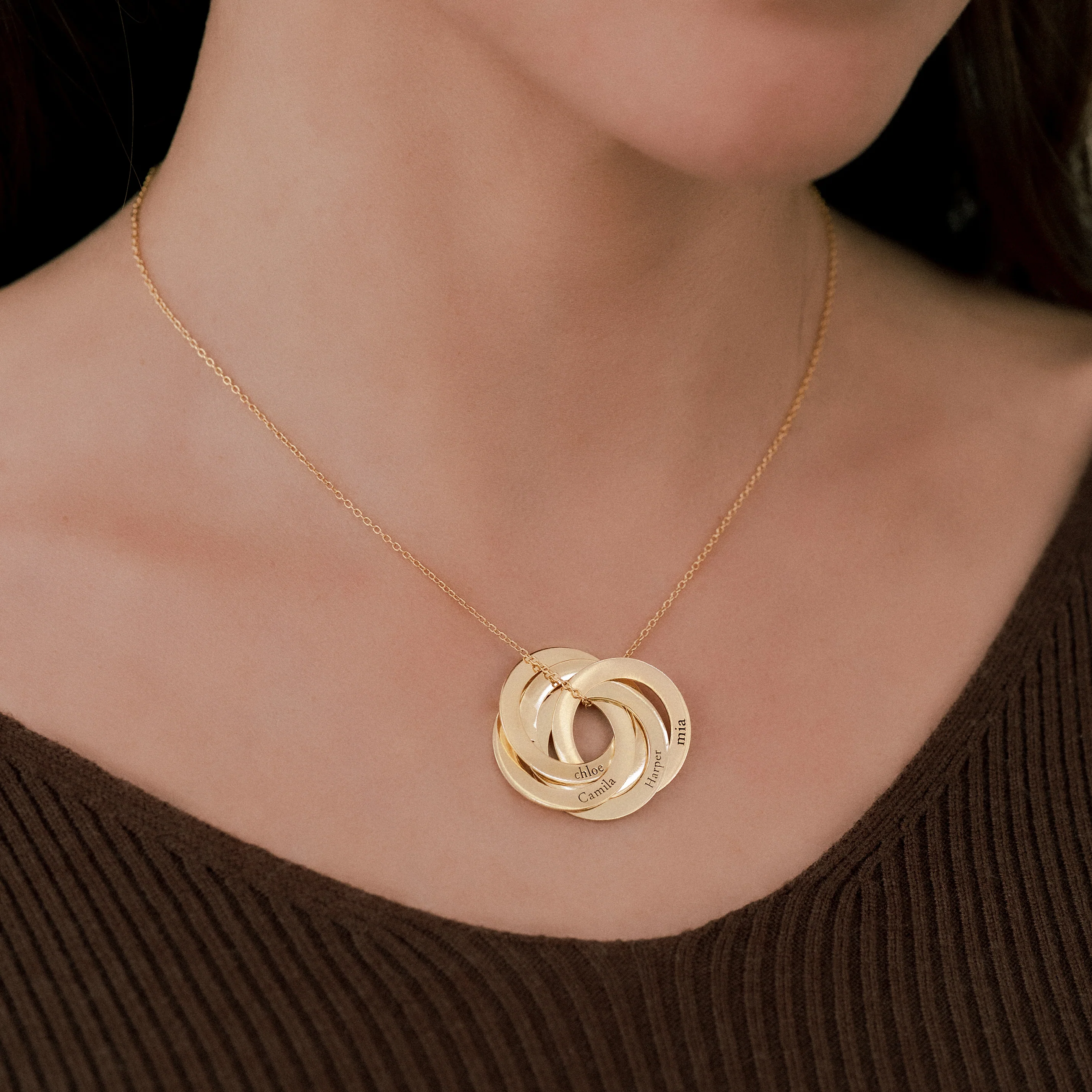 Personalized Linked Circle Necklace