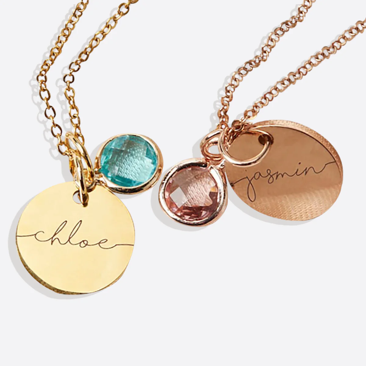 Monogram Script Birthstone Name Necklace