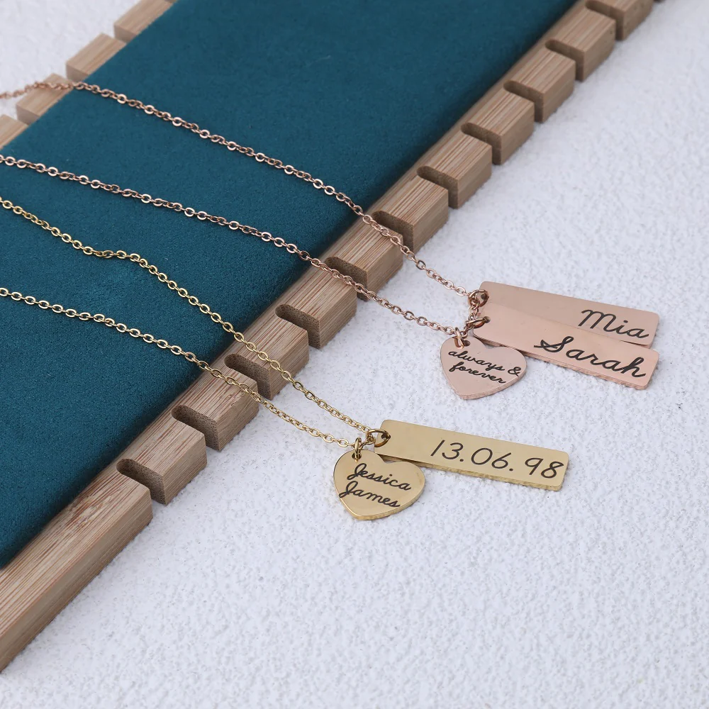 Engraved Heart Pendant Necklace • Best Friend Gift