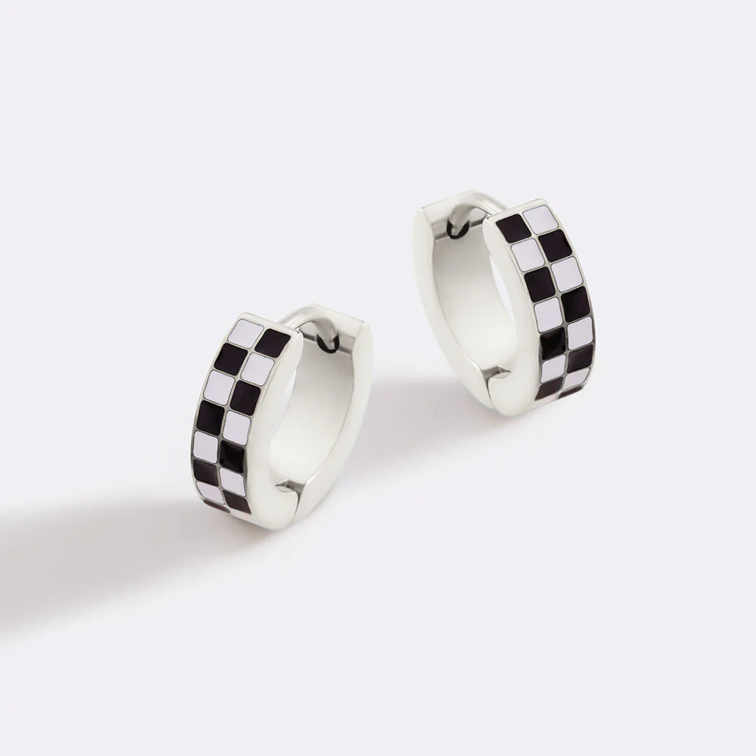 Checkered Hoop Earrings