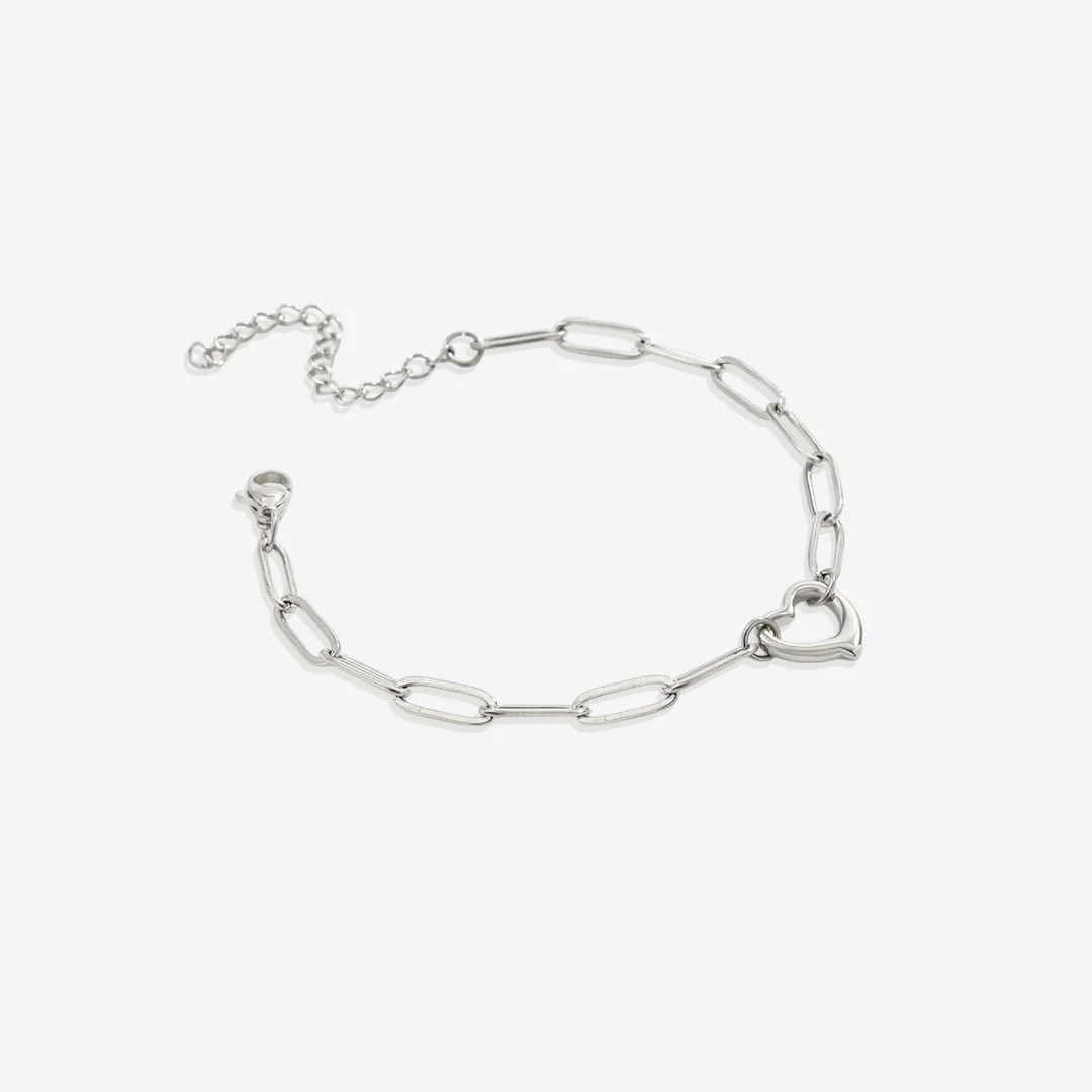 Open Heart Paperclip Chain Bracelet
