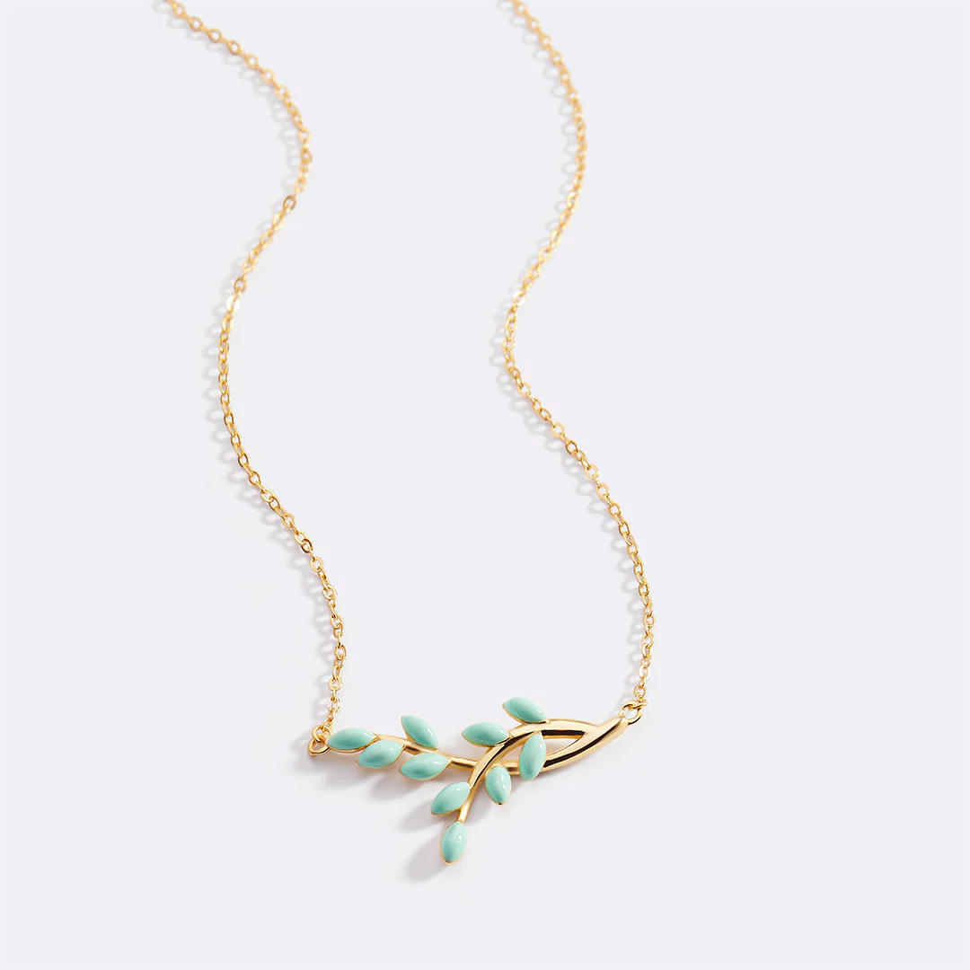 Enamel Leaf Pendant Necklace