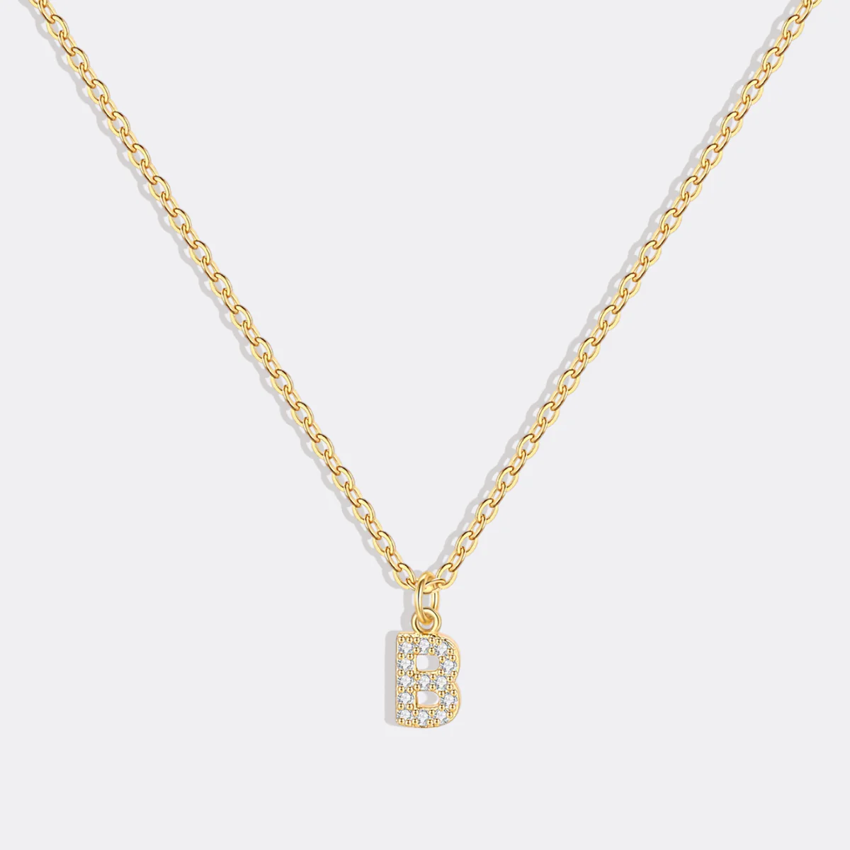 Gold Pavé Uppercase Initial Necklace