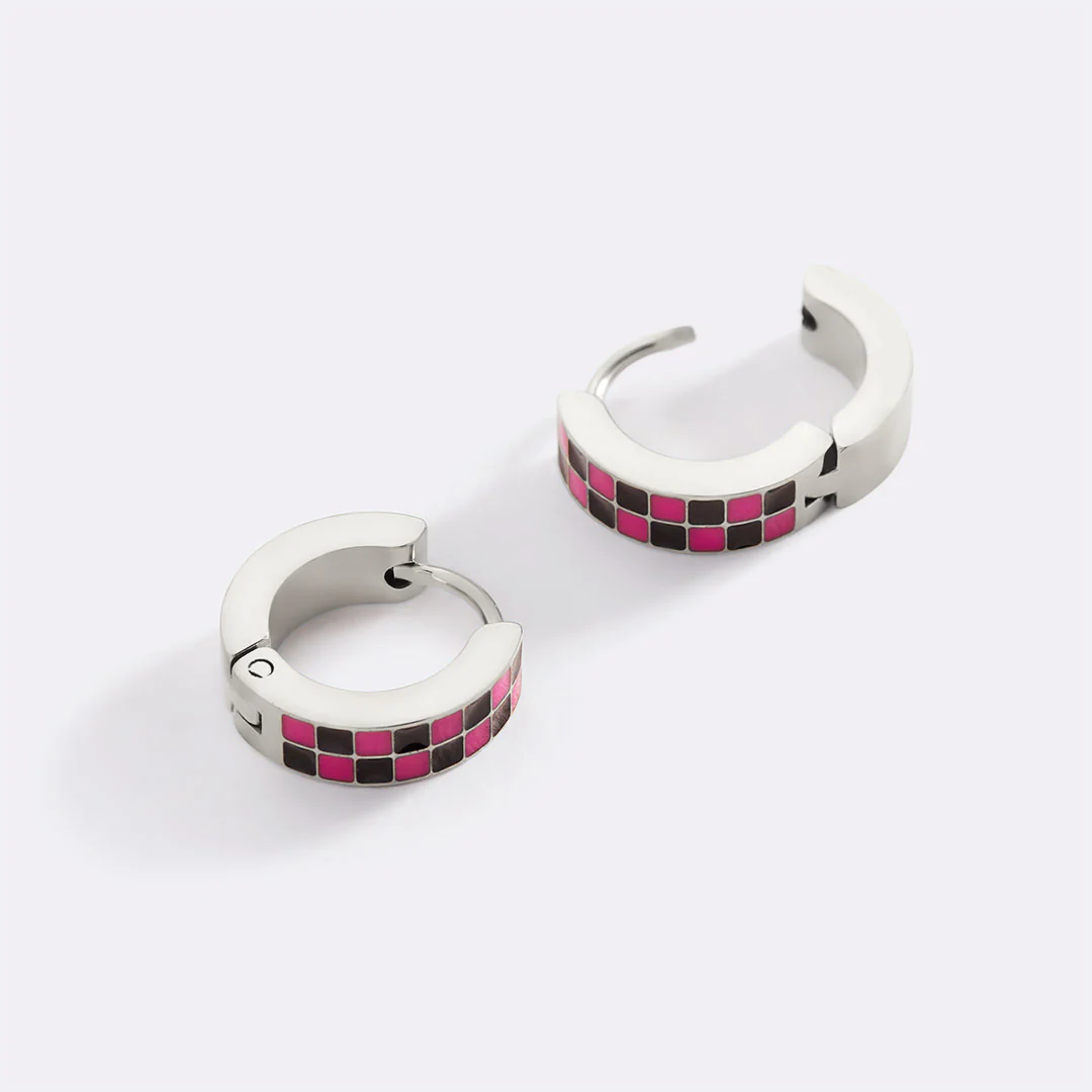 Checkered Hoop Earrings