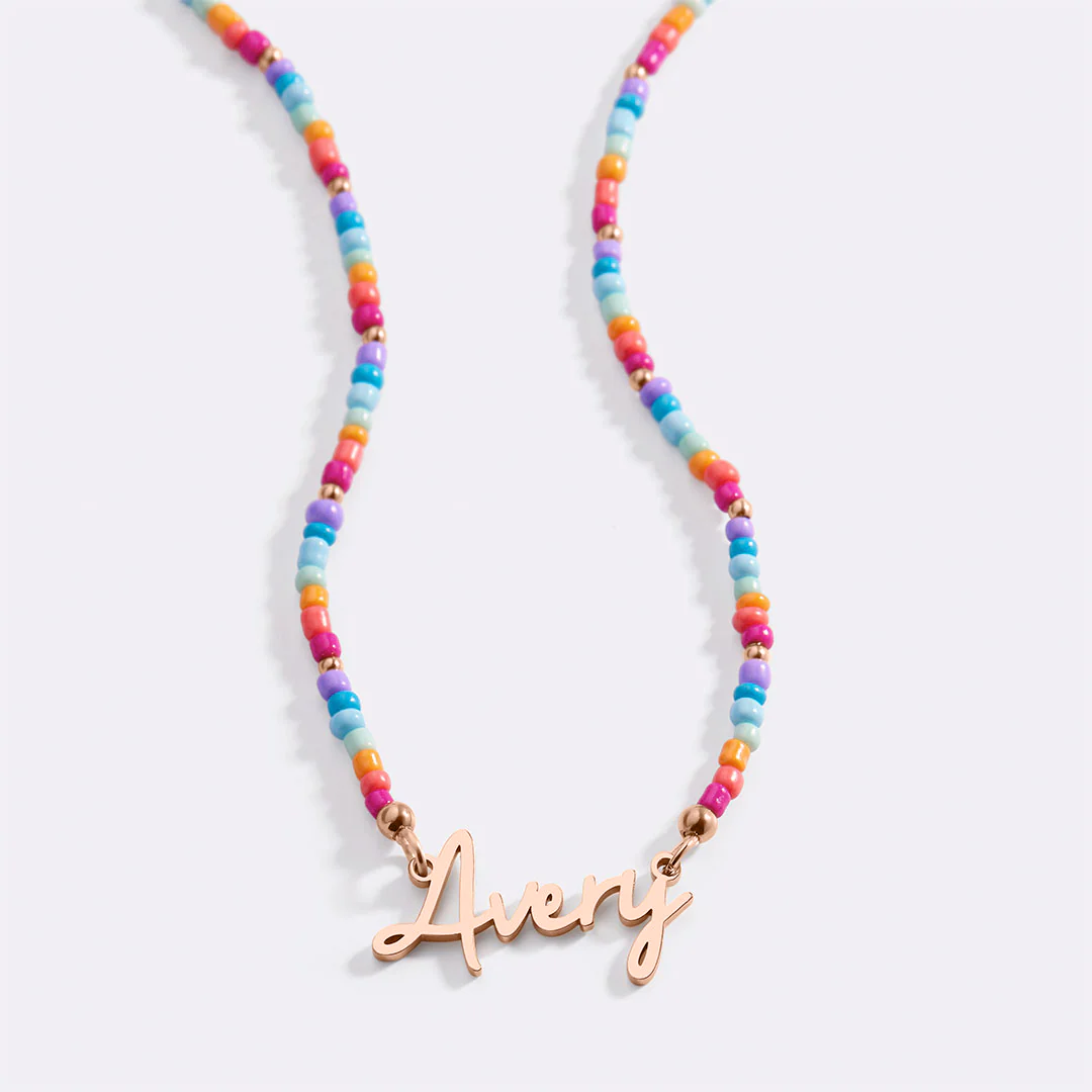 Beach Vibes Beaded Fairy Name Necklace