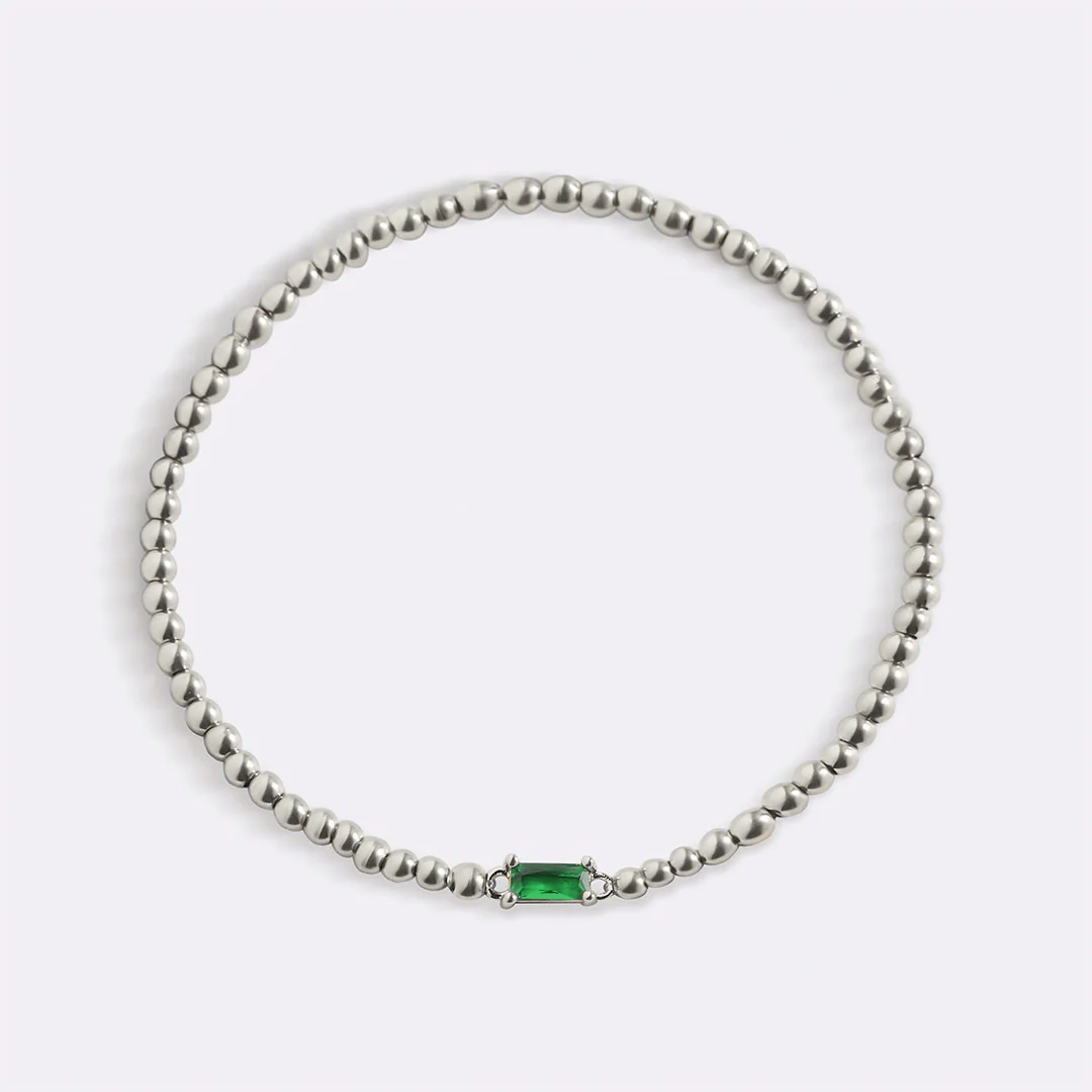 Sterling Silver Beaded Birthstone Bracelet