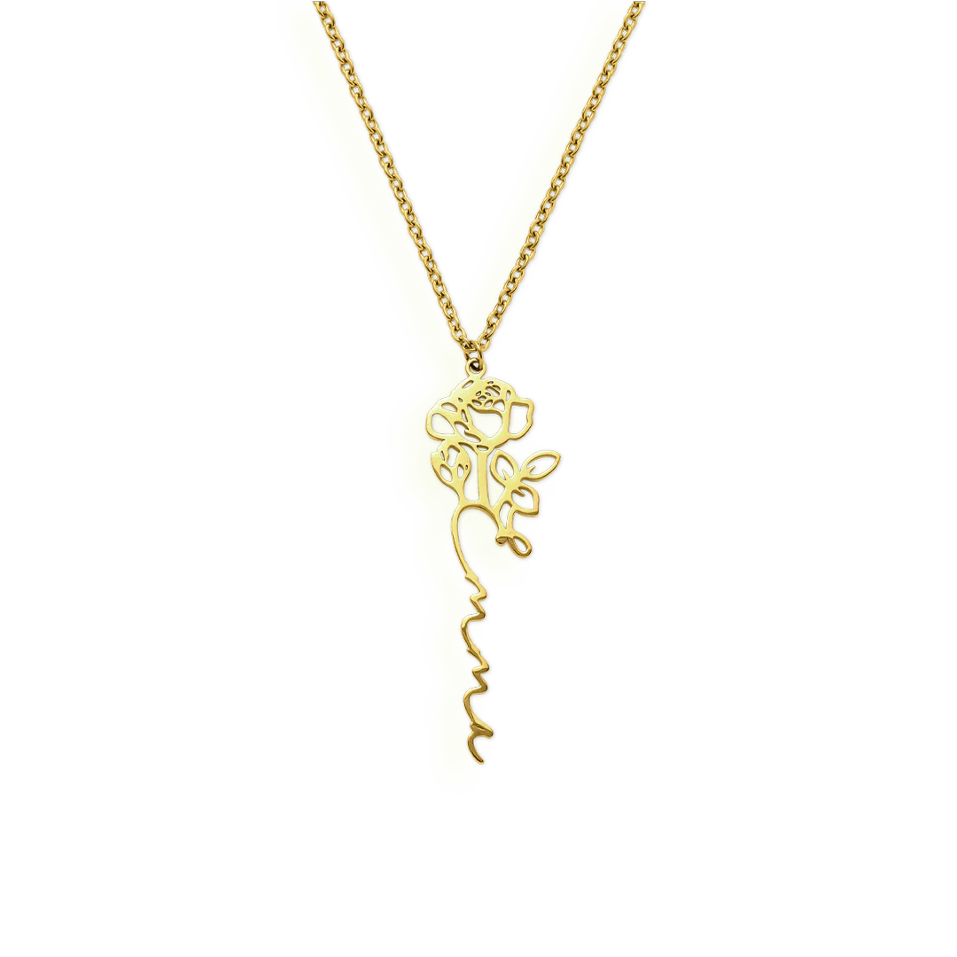 Birth Flower Name Necklace