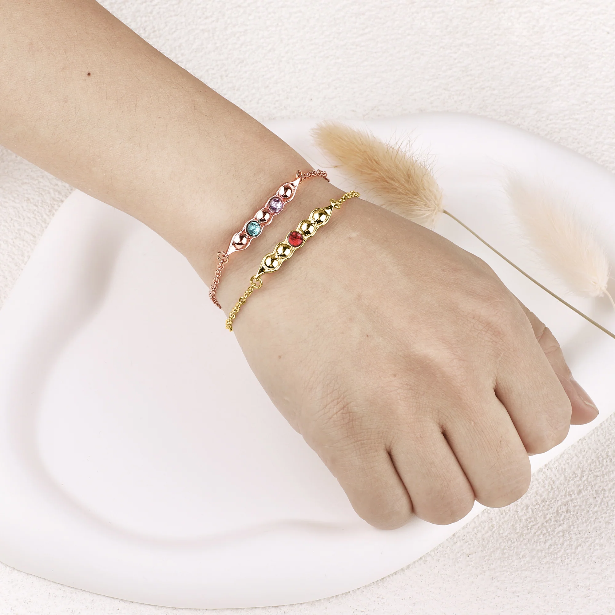 Peas in a Pod Birthstone Bracelet