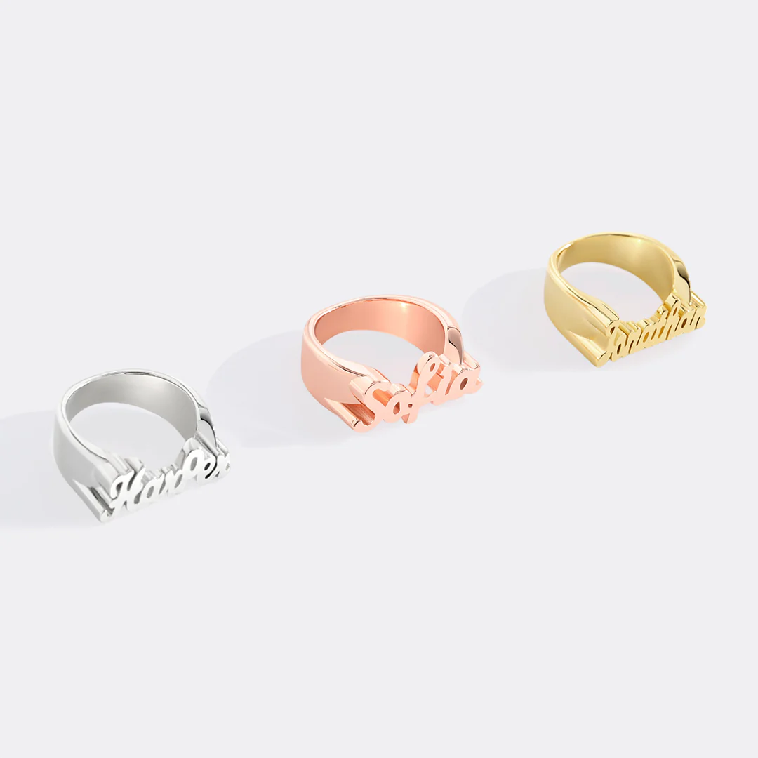Brilliant Script Name Ring
