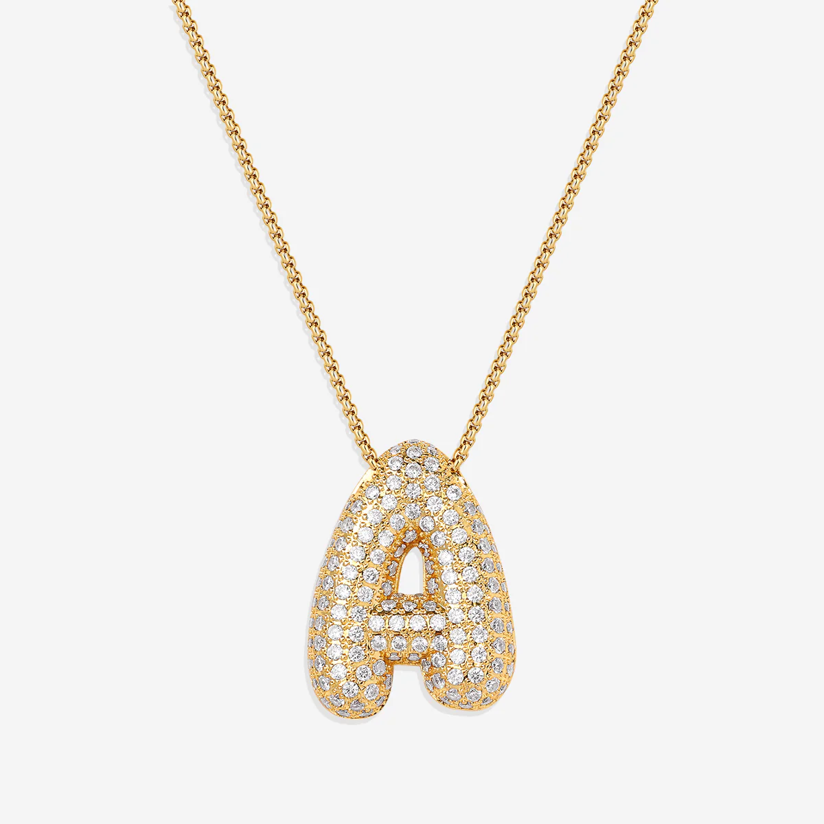 Pave Bubble Initial Necklace