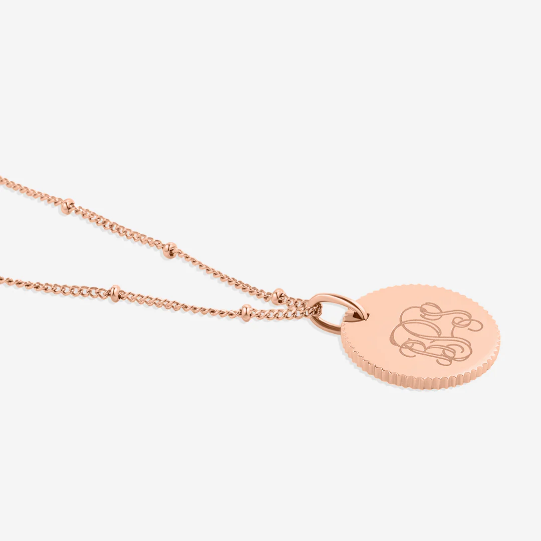 Monogram Scalloped Medallion Pendant Necklace