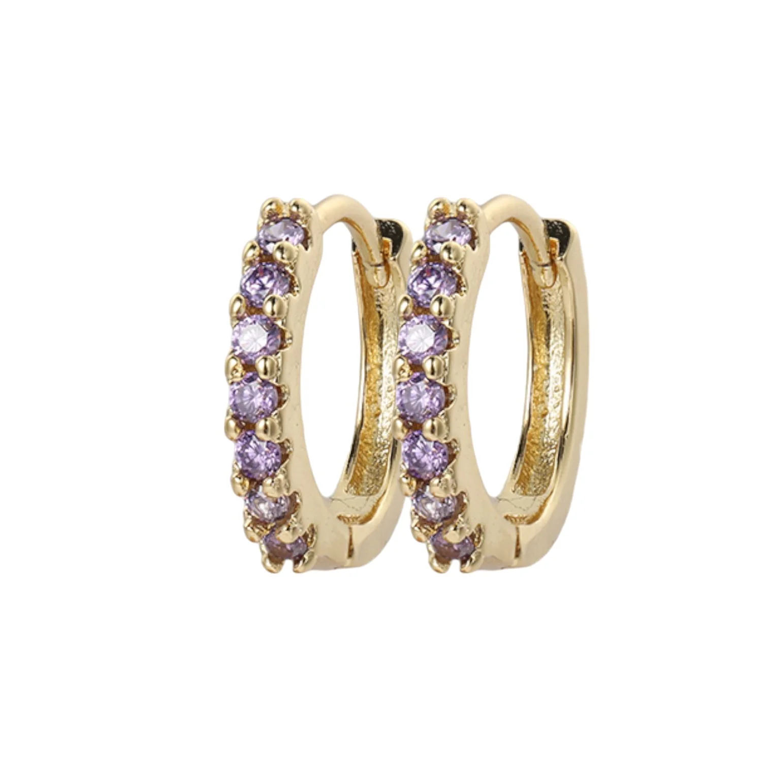 Gemstone Sleeper Huggie Hoop Earrings