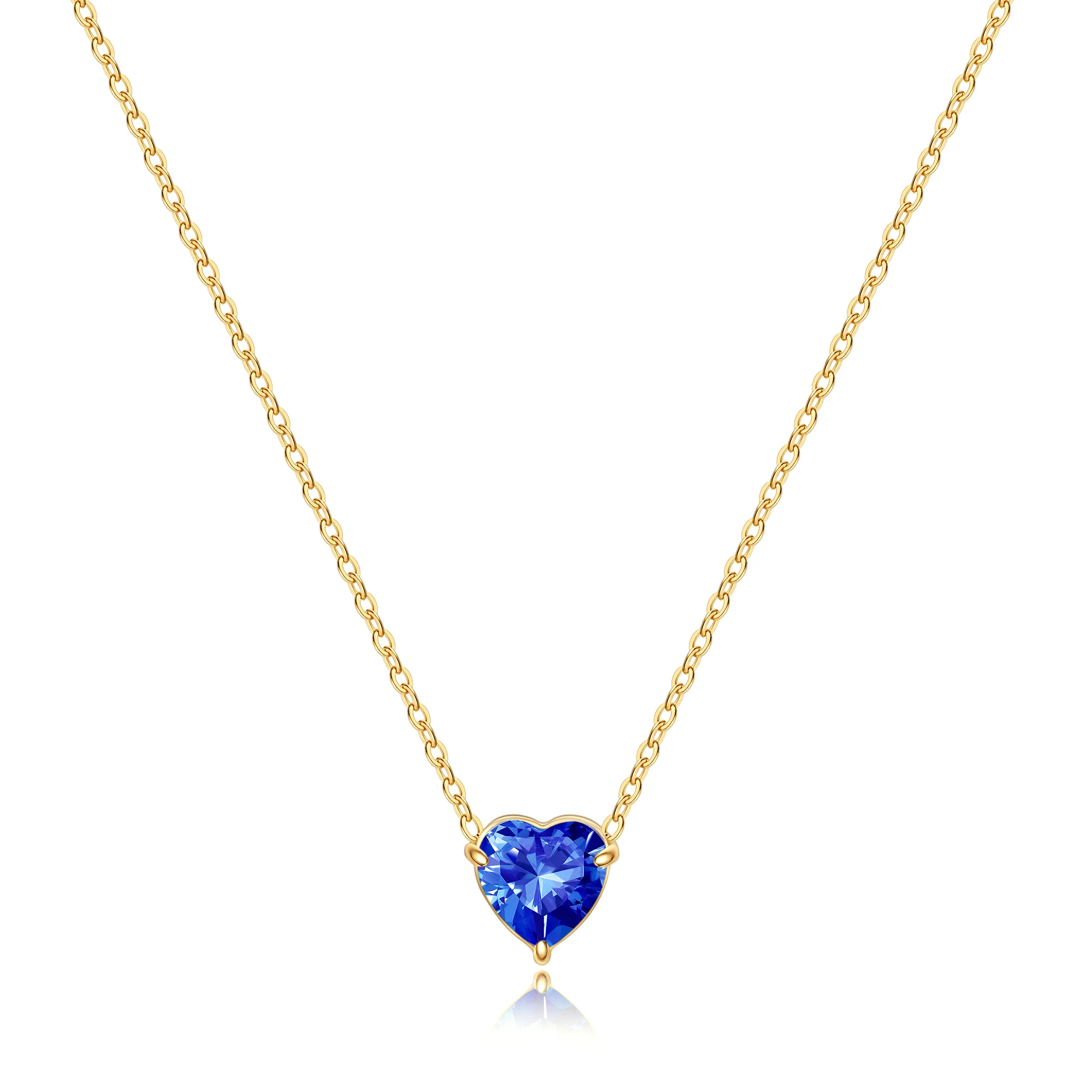 Dainty Birthstone Heart Necklace