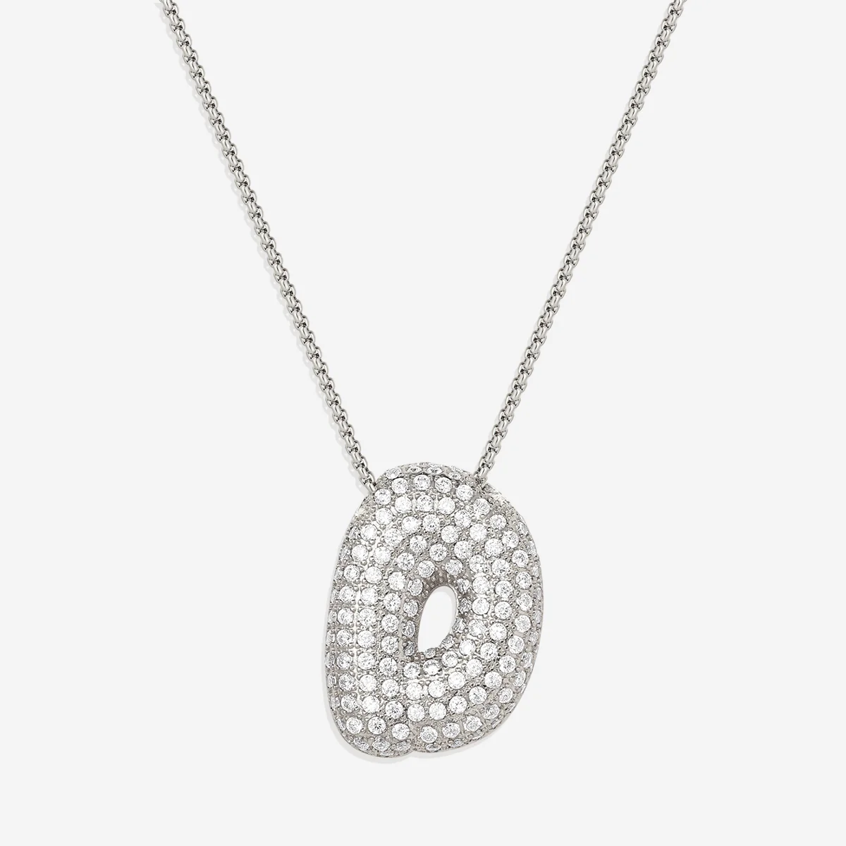 Pave Bubble Initial Necklace