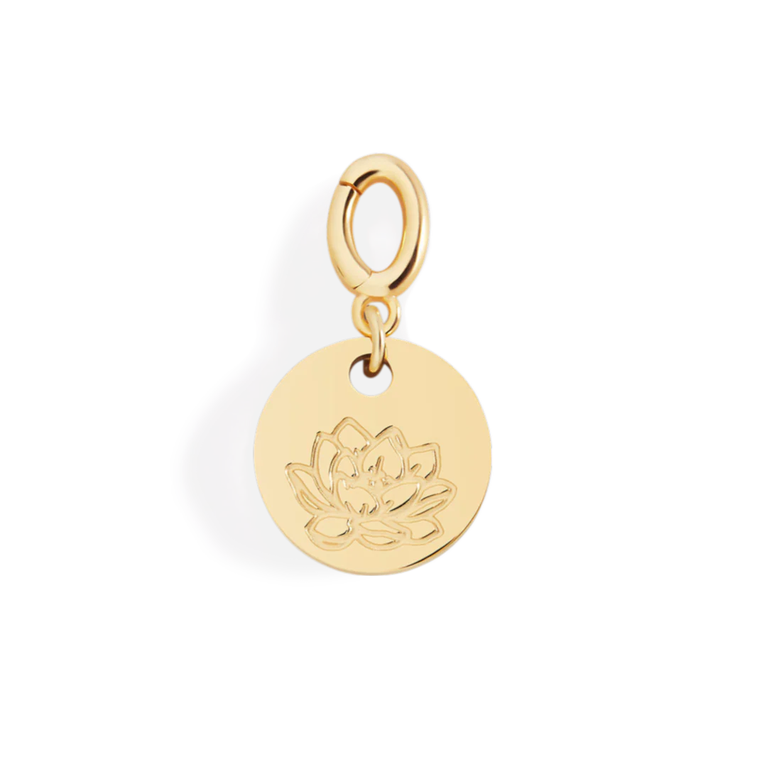 Engraved Birth Flower Disc Charm