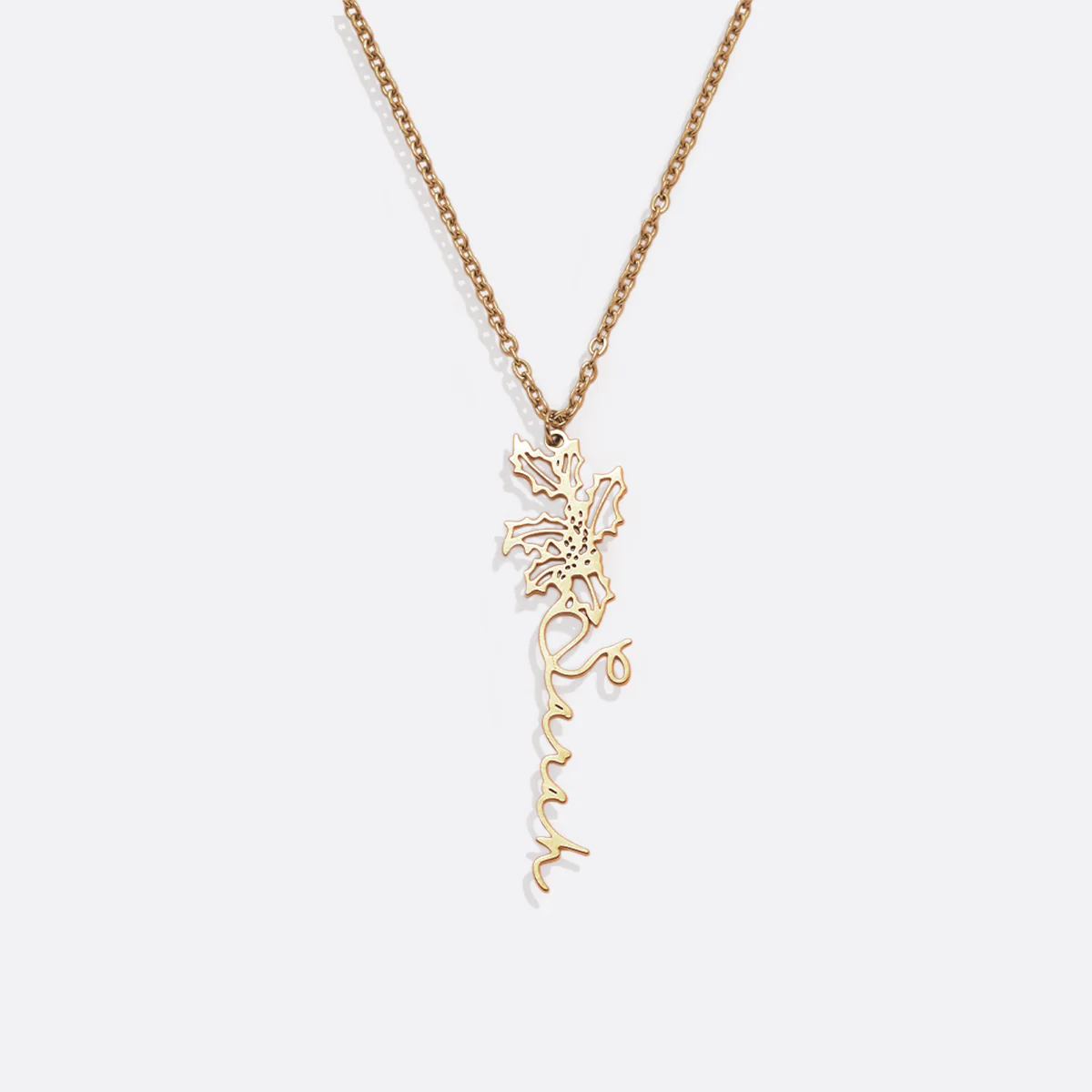 Birth Flower Name Necklace