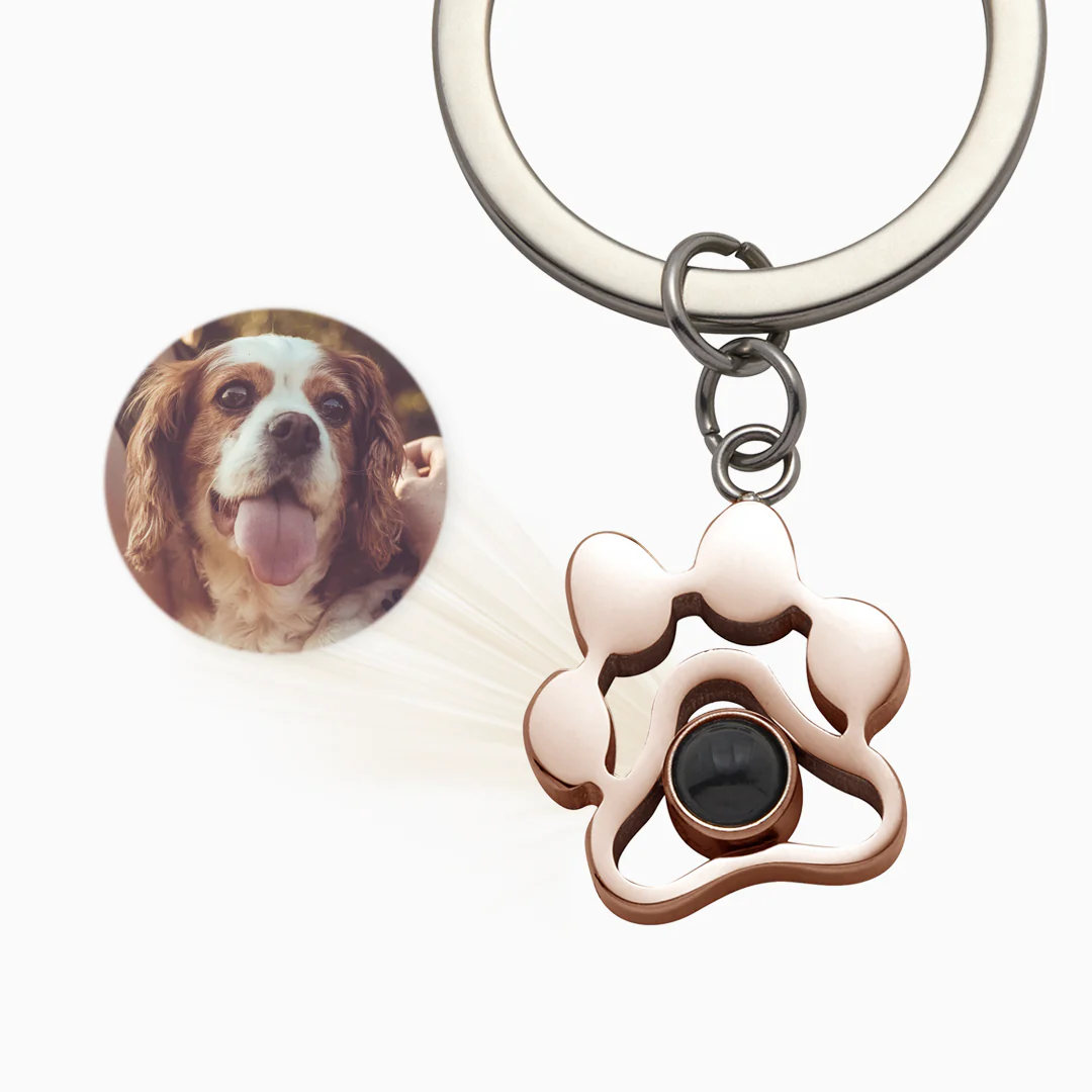 Pet Paw Photo Keychain