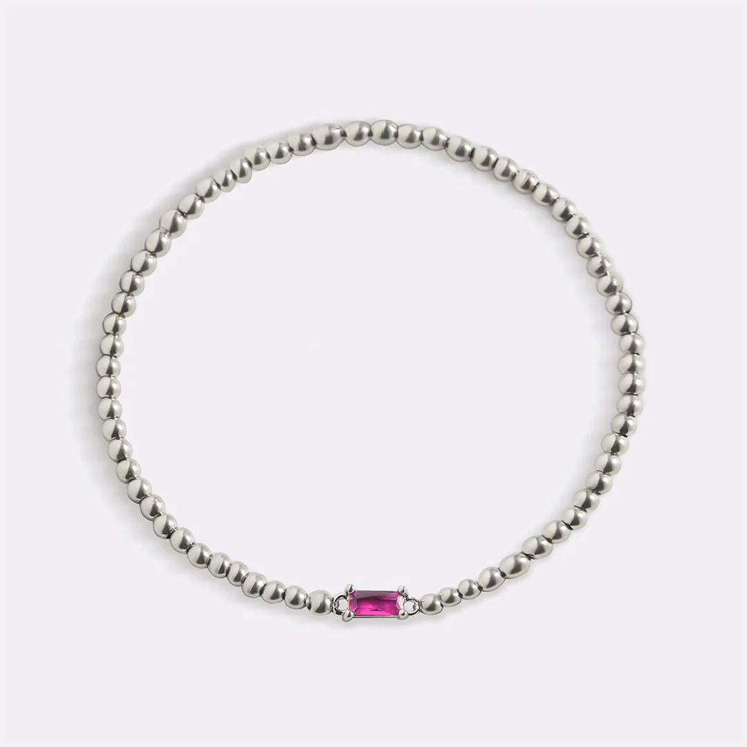 Sterling Silver Beaded Birthstone Bracelet