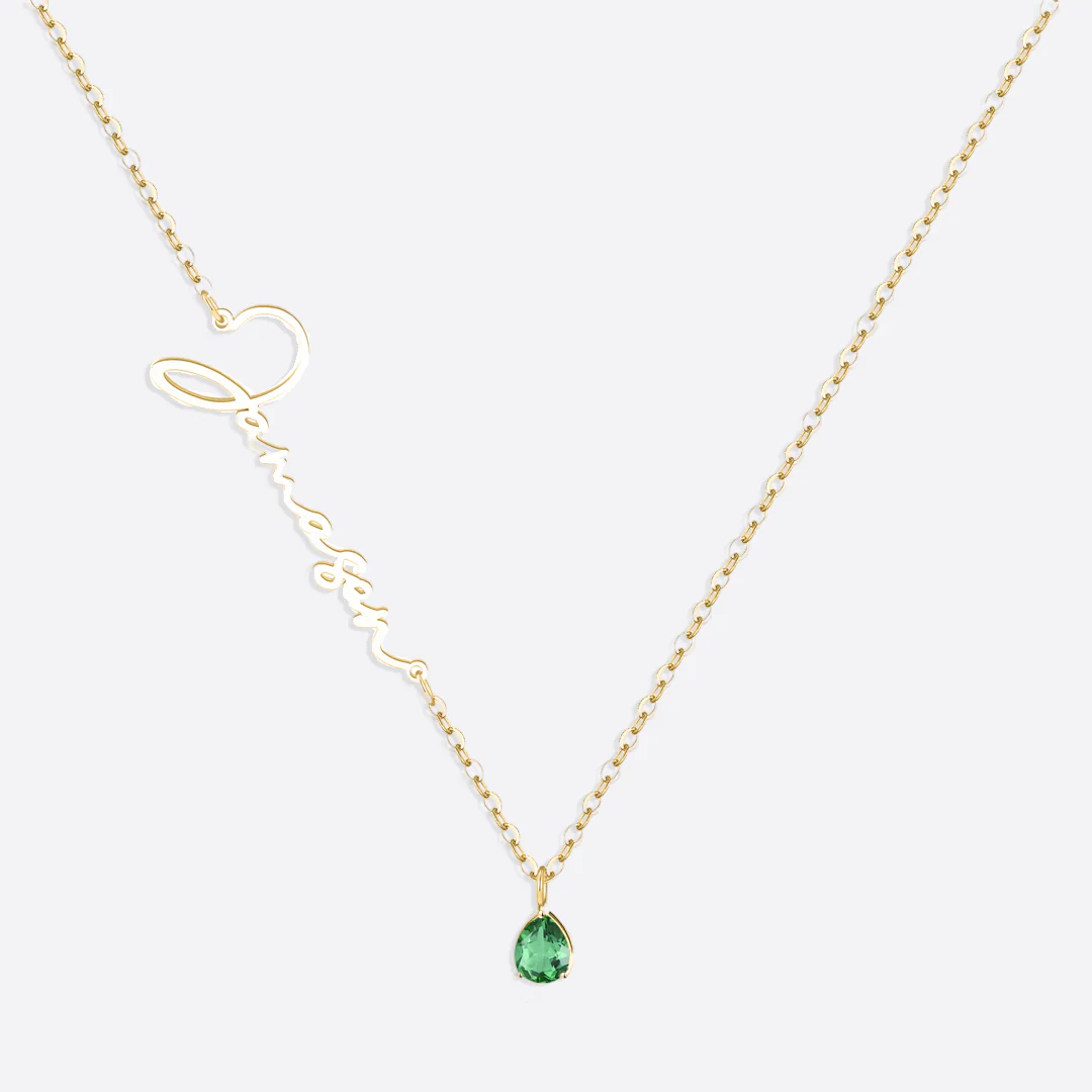 Handmade Birthstone Name Necklace