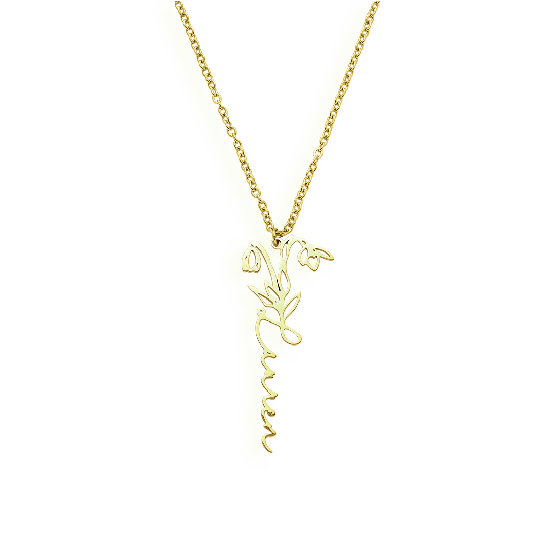 Birth Flower Name Necklace