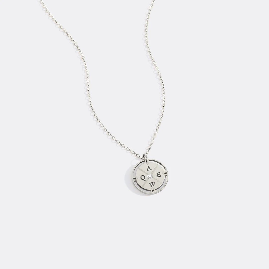 Personalized Mini Compass Pendant Necklace