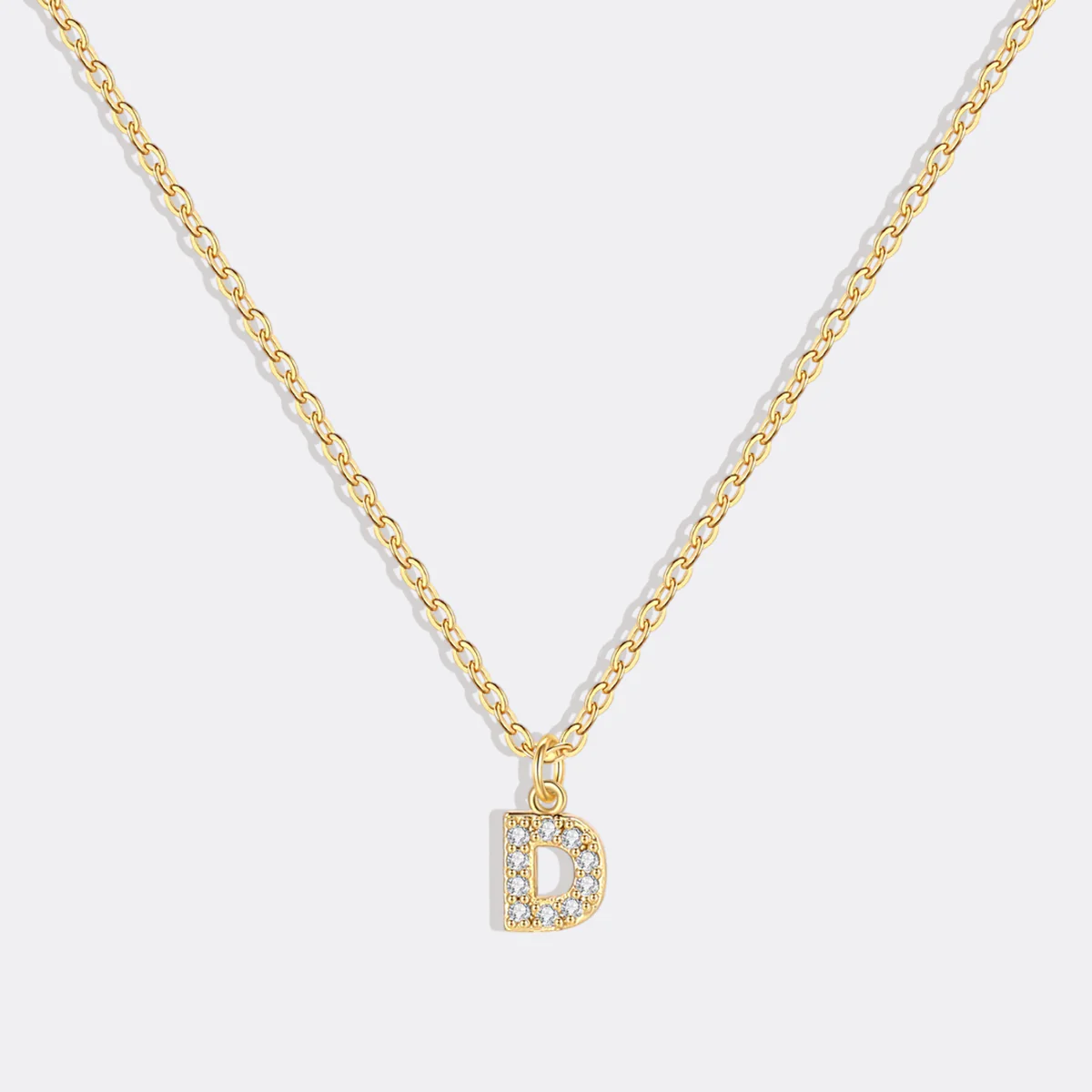 Gold Pavé Uppercase Initial Necklace