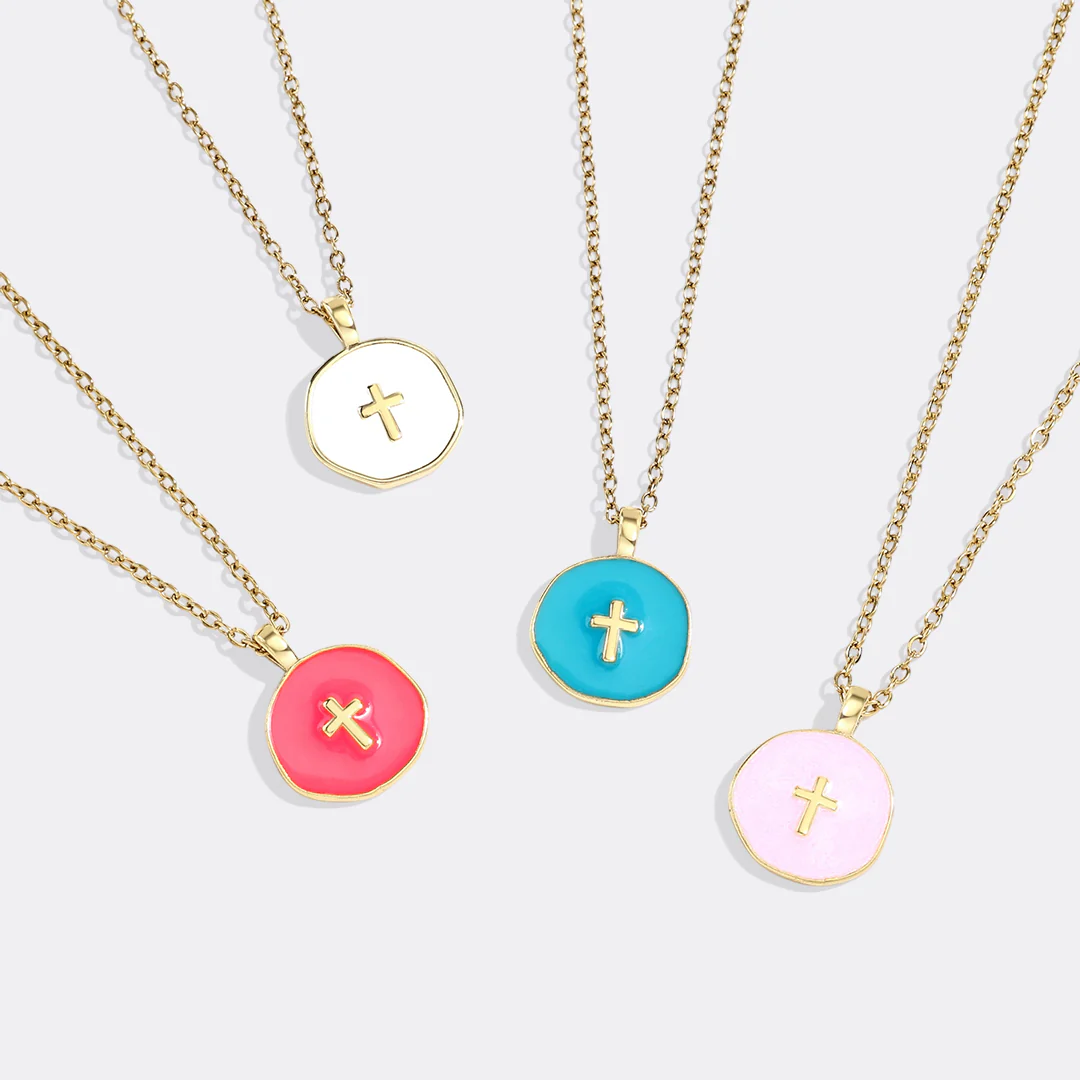 Minimalist Enamel Cross Pendant