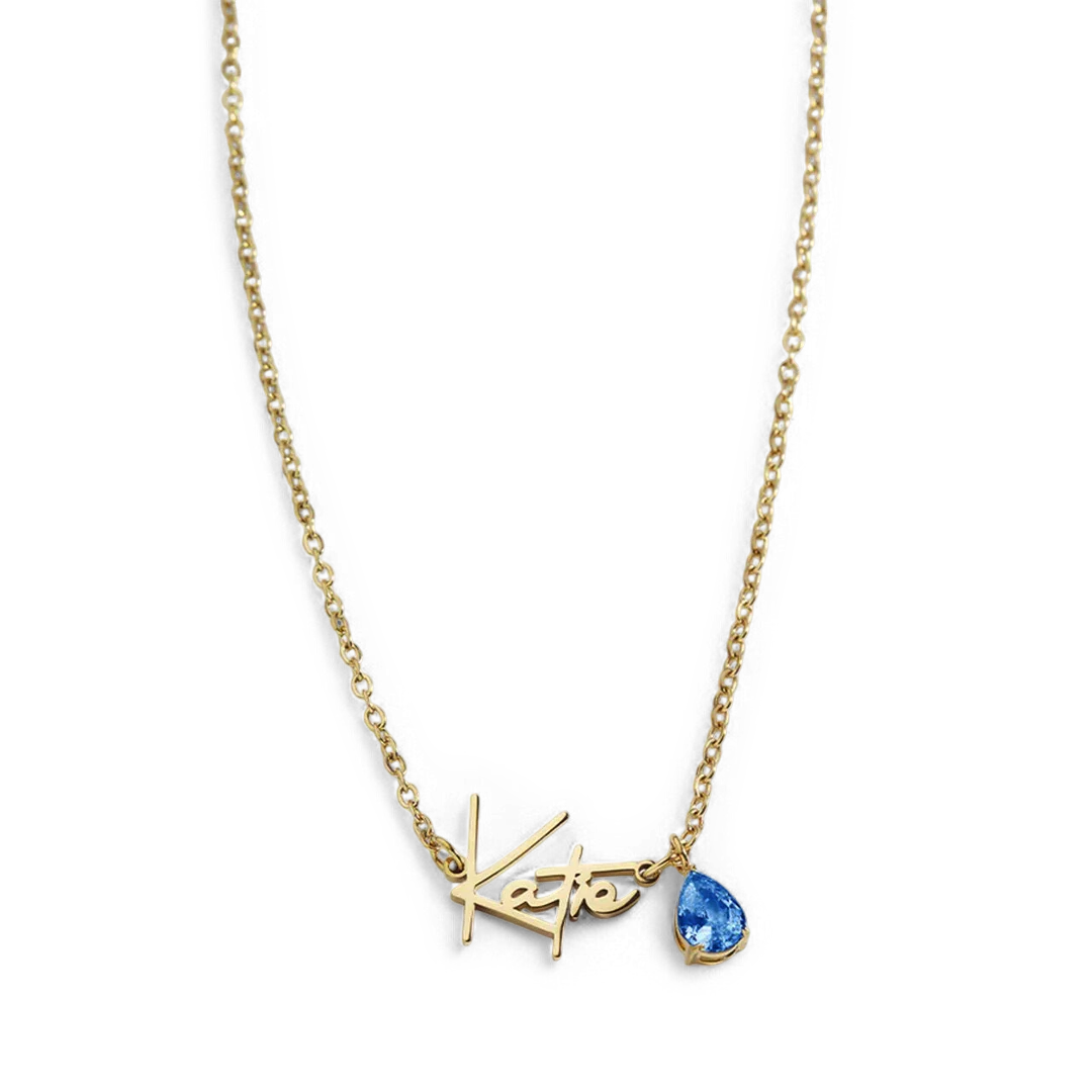 Handmade Birthstone Name Necklace