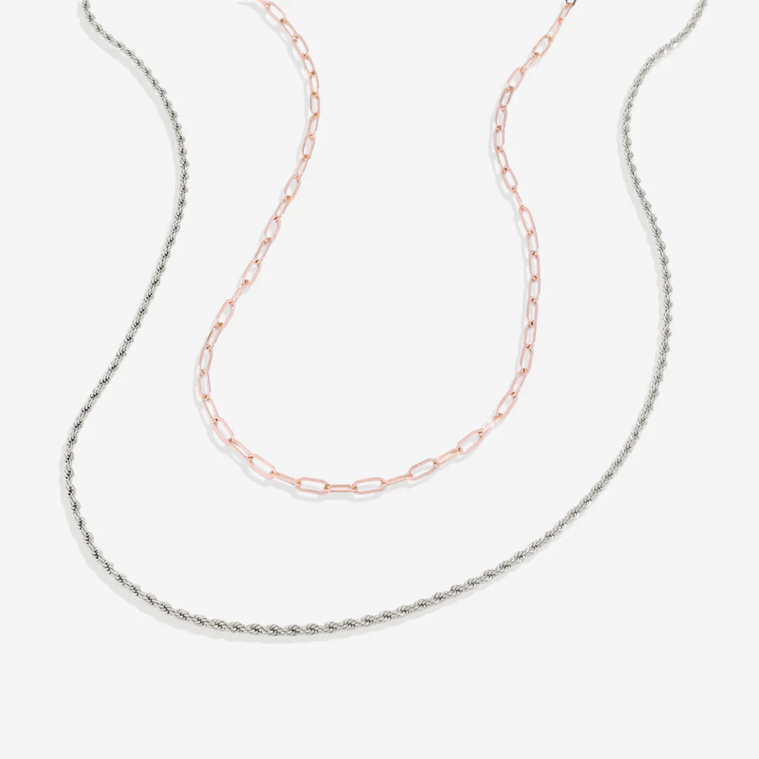 Rope & Paperclip Chain Necklace Duo