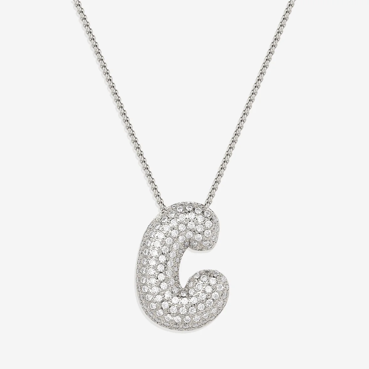 Pave Bubble Initial Necklace