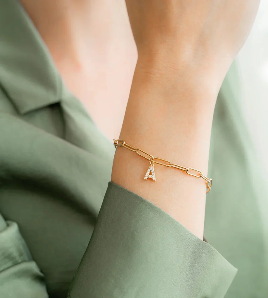 Dainty Pave Initial Charm