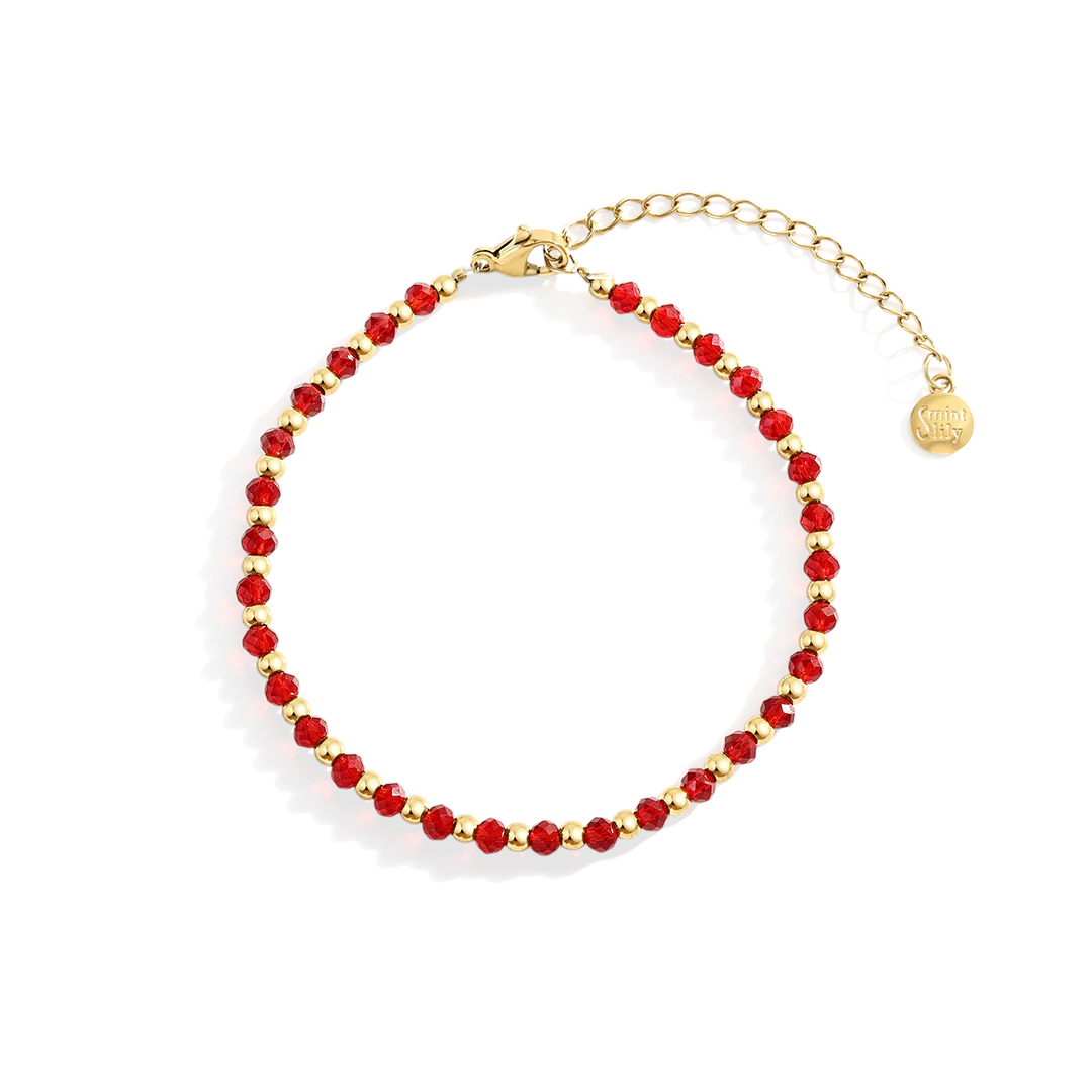 Birthstone and Gold Bead Bracelet