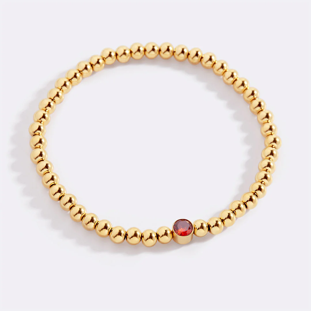 Gold Beaded Bubble Birthstone Bracelet