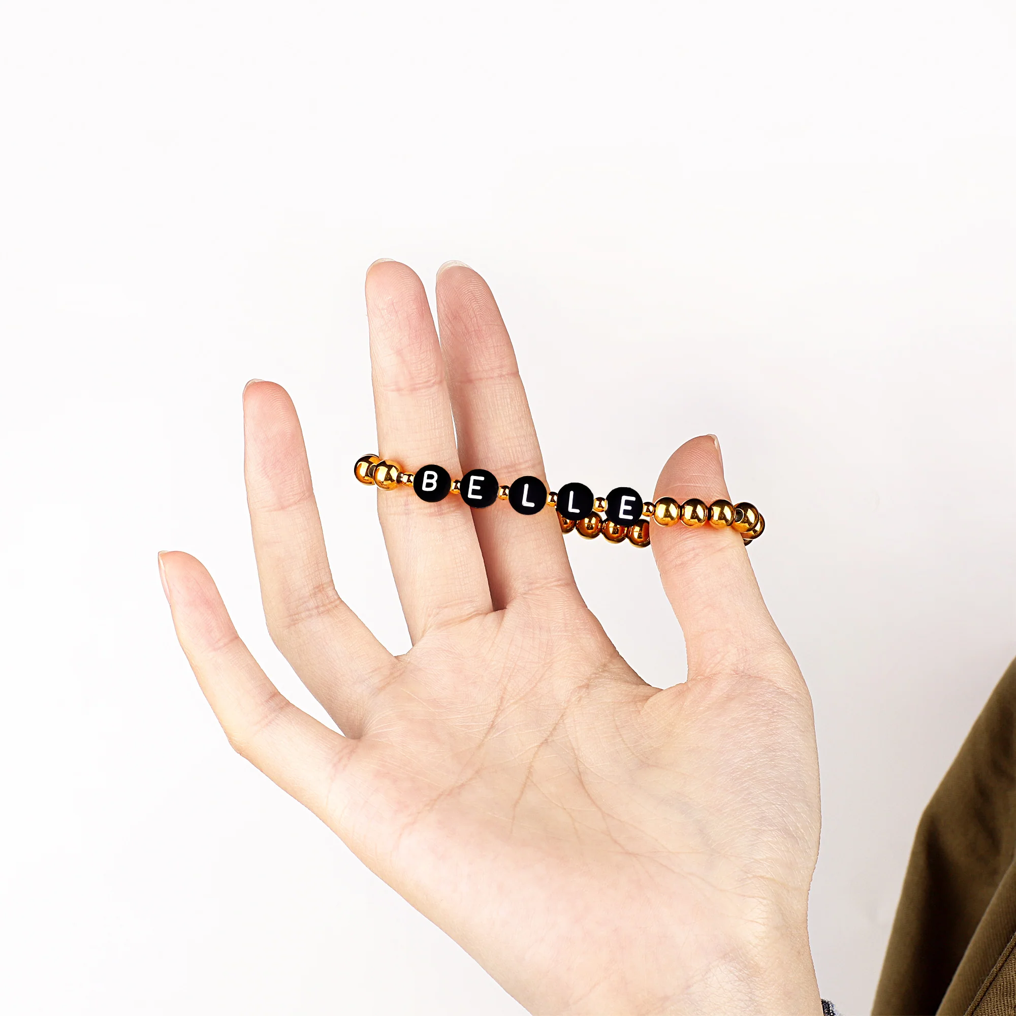 Custom Gold Beaded Name Bracelet