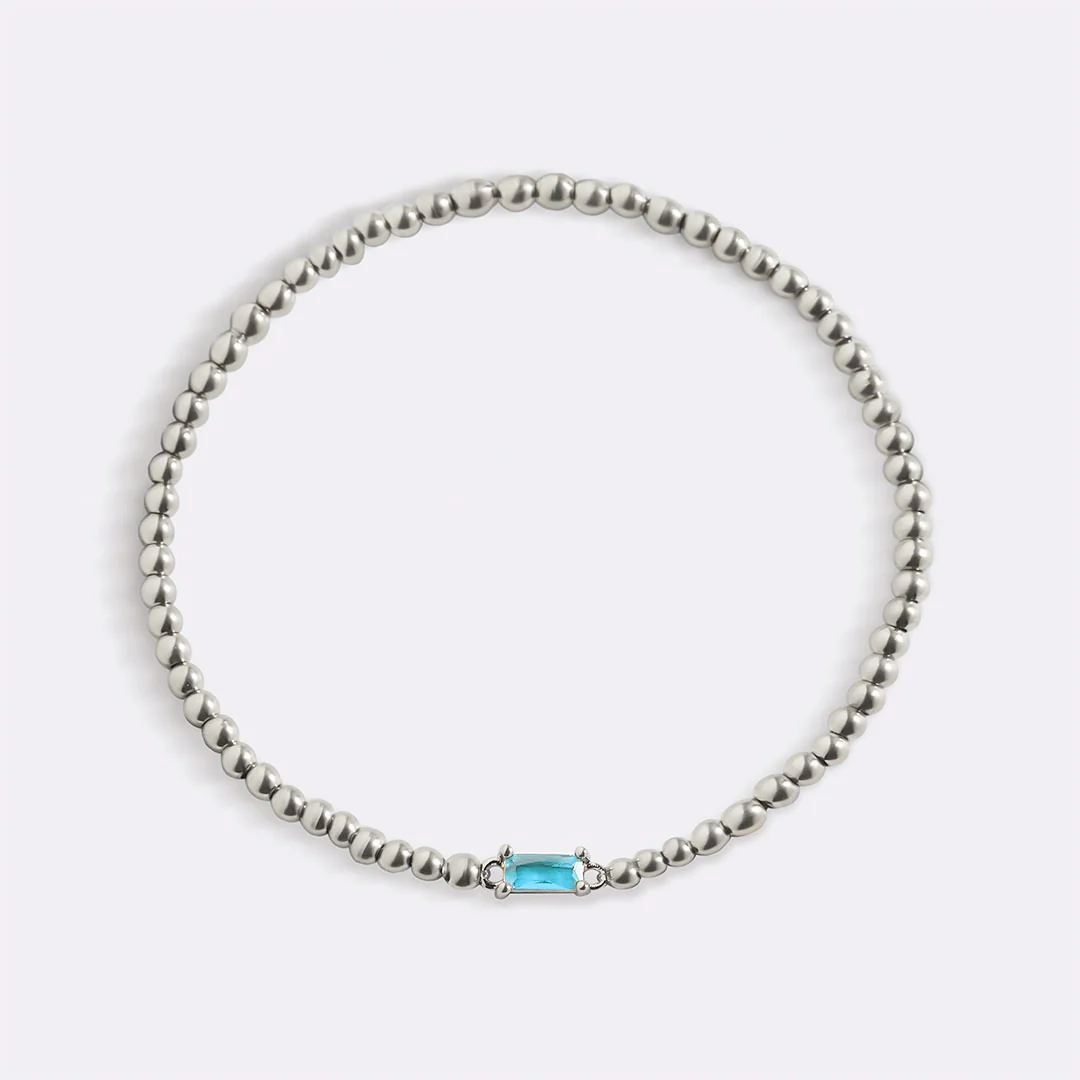 Sterling Silver Beaded Birthstone Bracelet